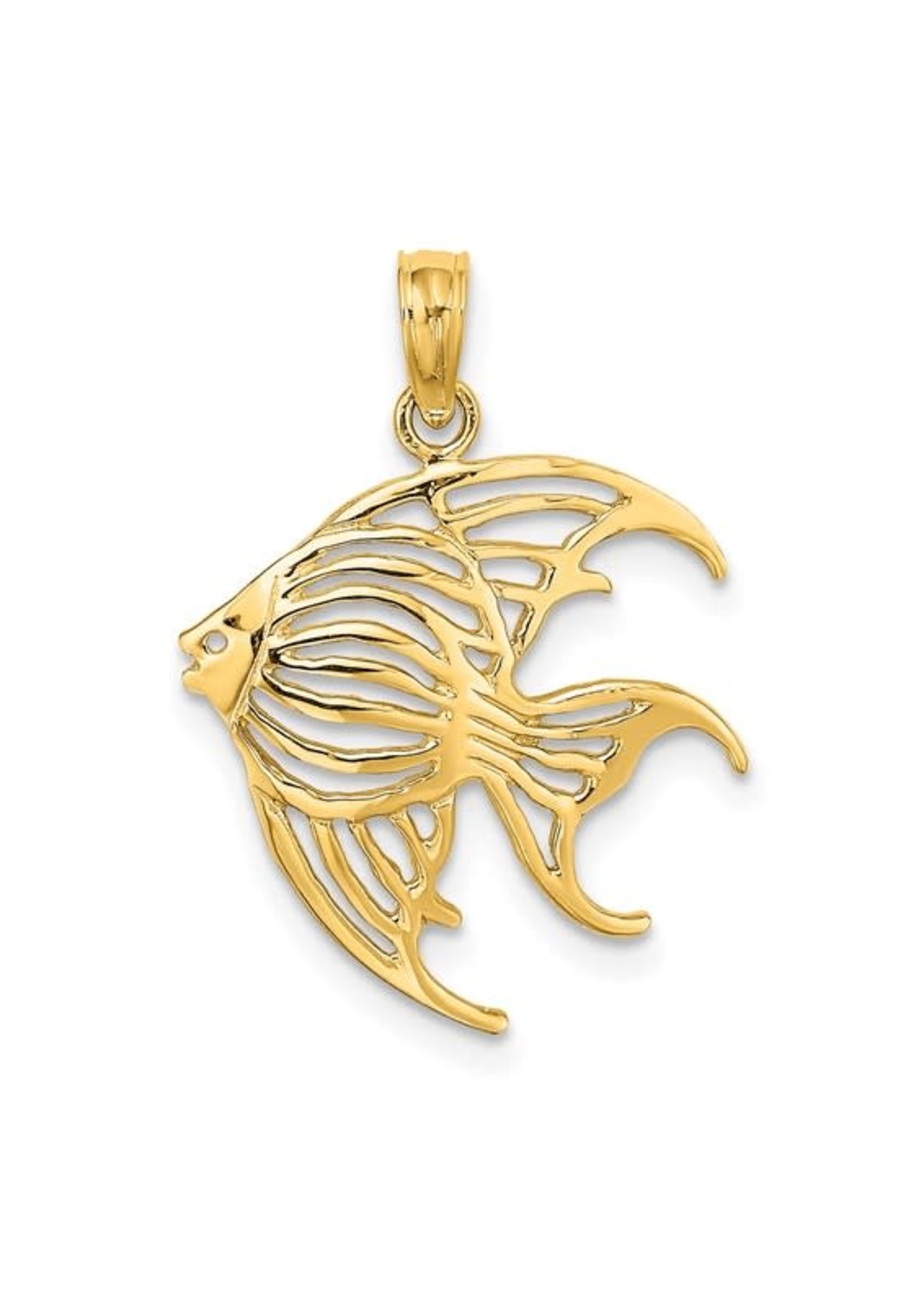 14K Cut-Out Angelfish Charm Pendant