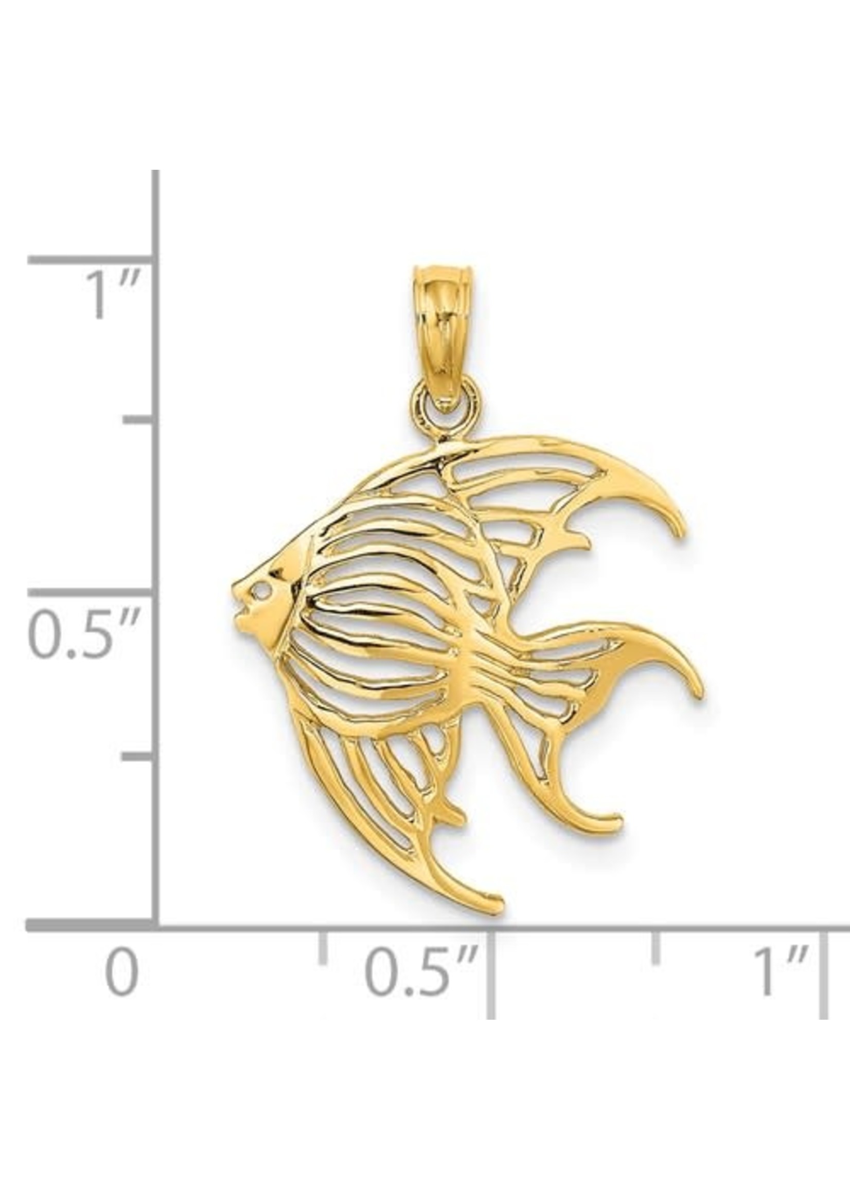 14K Cut-Out Angelfish Charm Pendant