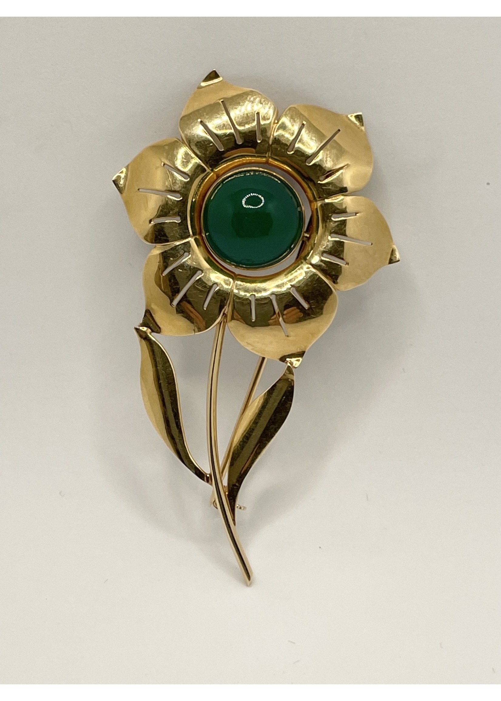 Estate 14k Flower Brooch with Reversible Center