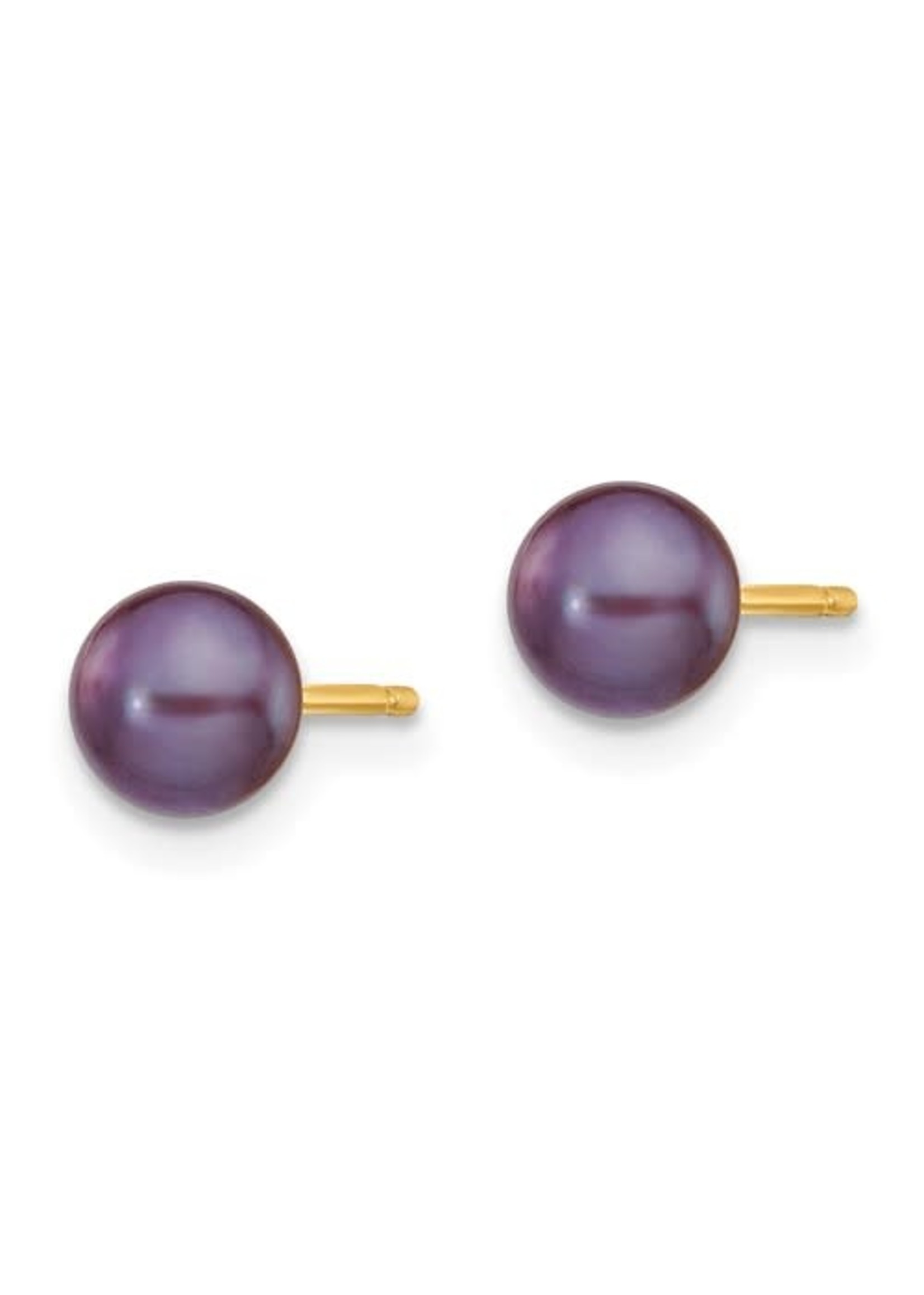 Quality Gold Inc. 14k 5-6mm Black Button Freshwater Cultured Pearl Stud Earrings