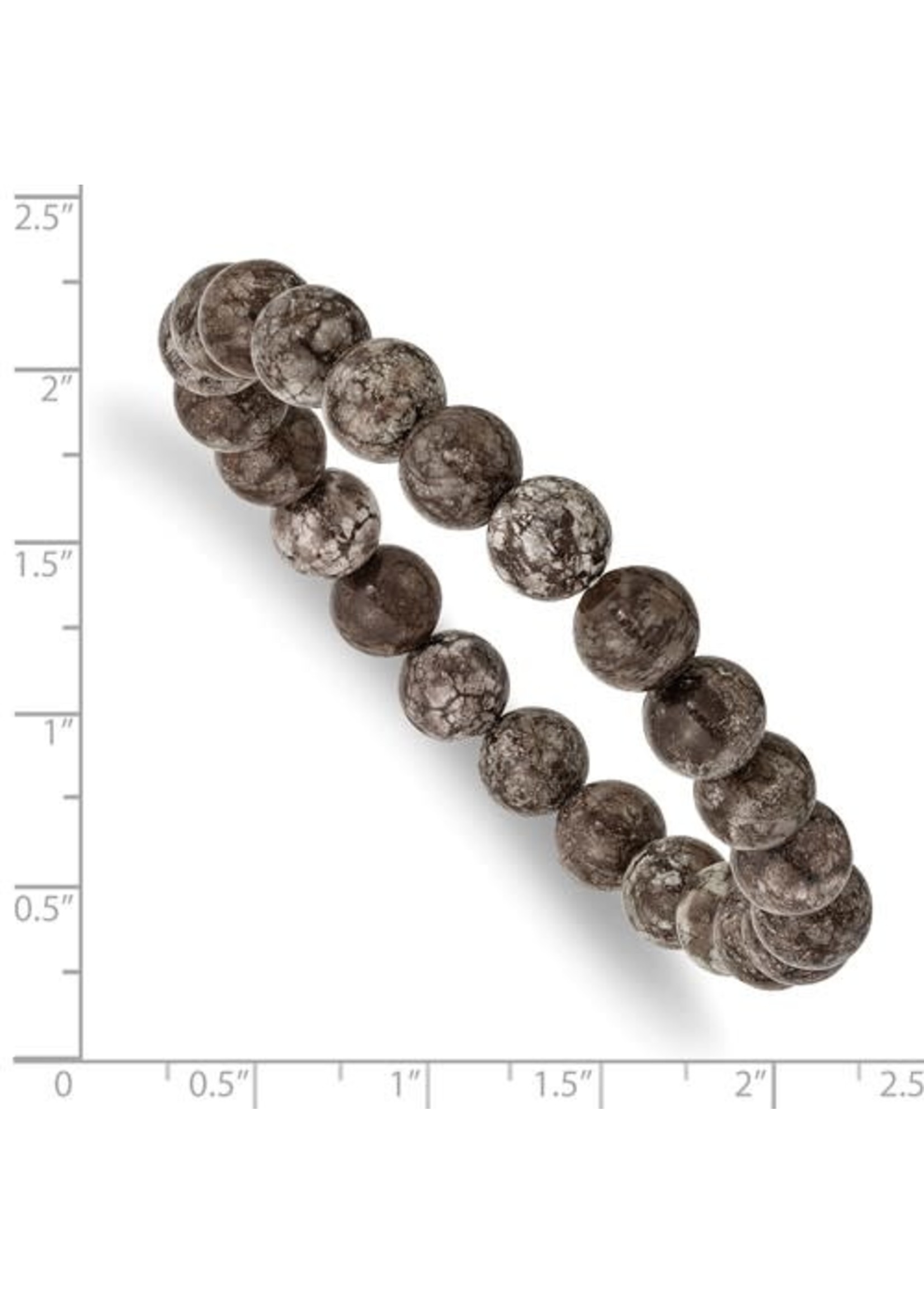 8mm Grey Snowflake Agate Beaded Stretch Bracelet