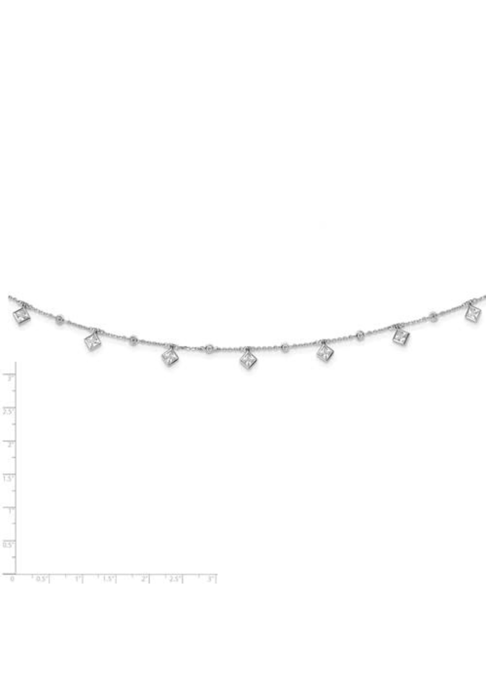 Sterling Silver Rhodium-plated 16 inch CZ Necklace with 2 inch extender