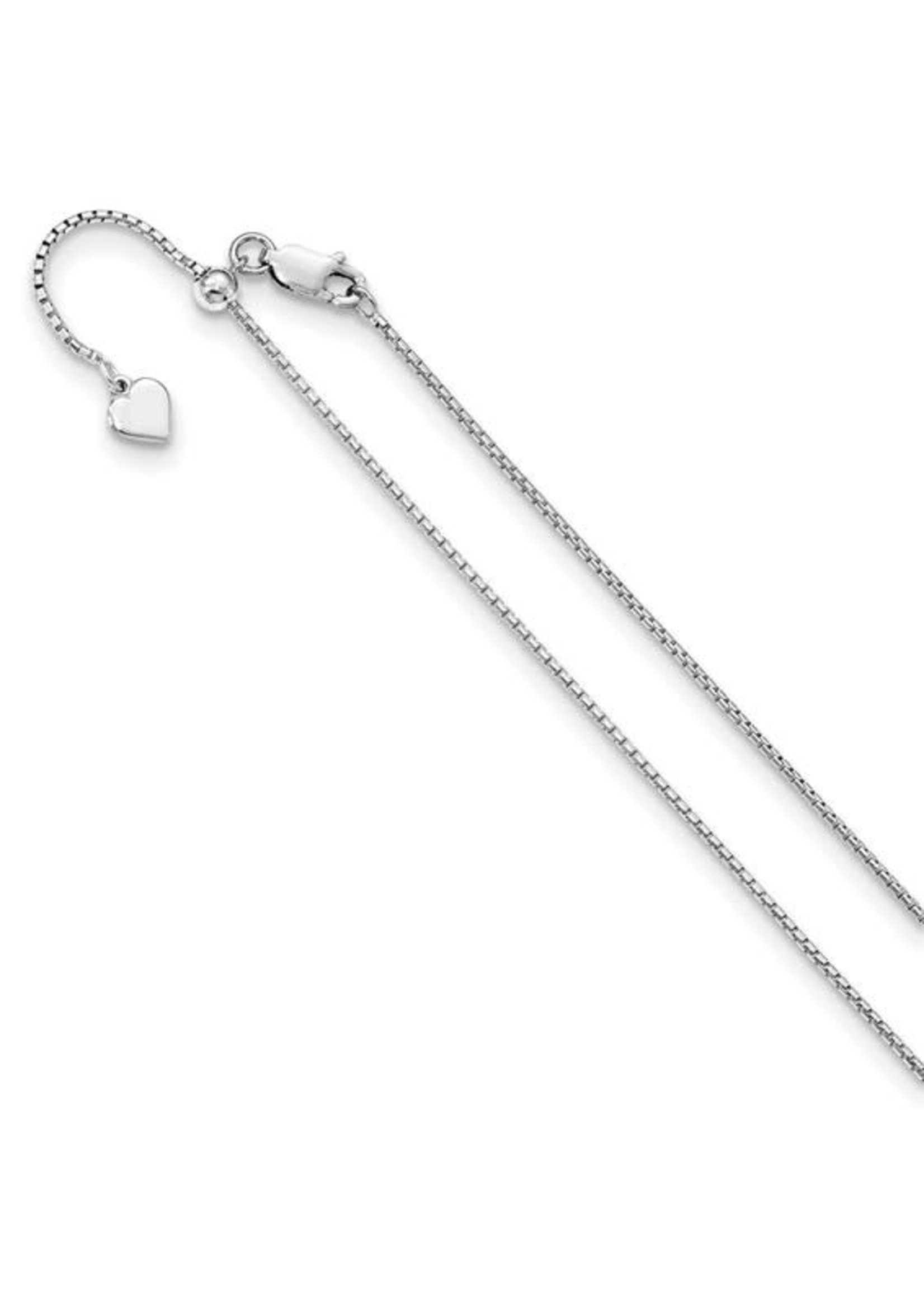 Sterling Silver Adjustable 1.25mm Round Box Chain