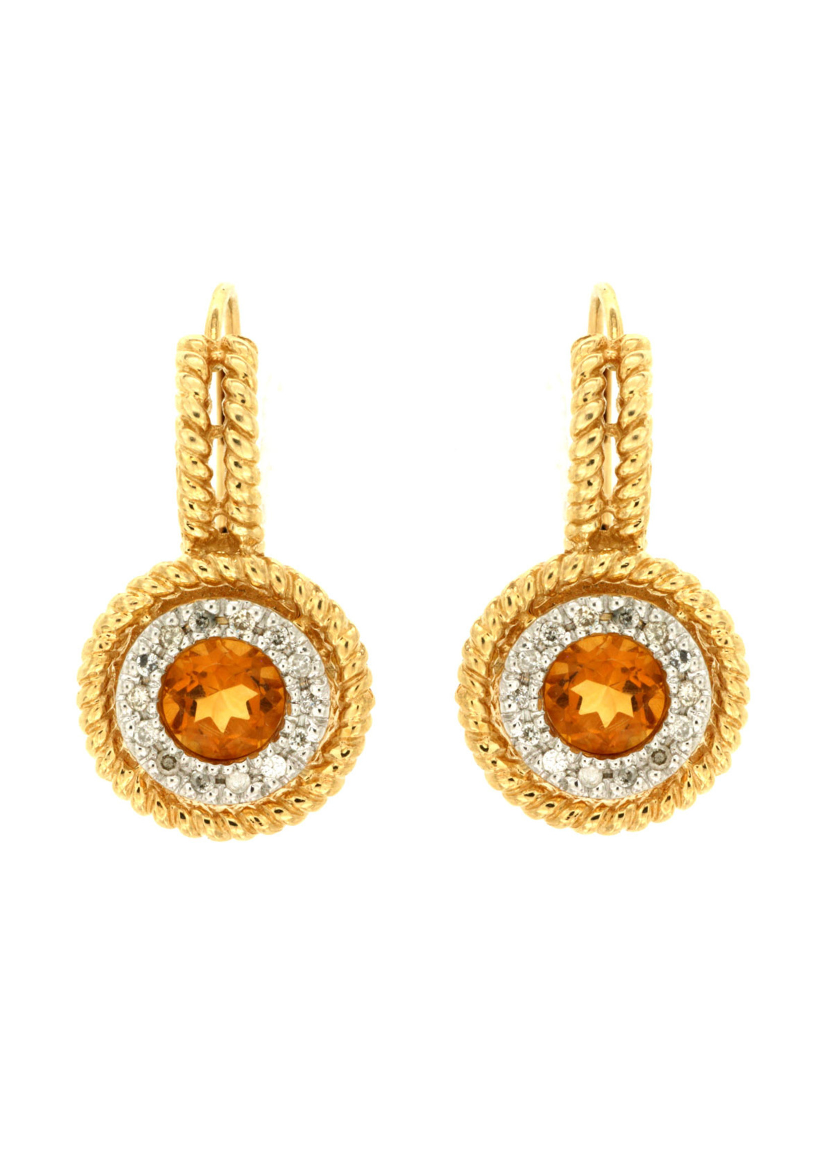 Noble Collection Citrine & Diamond Earrings