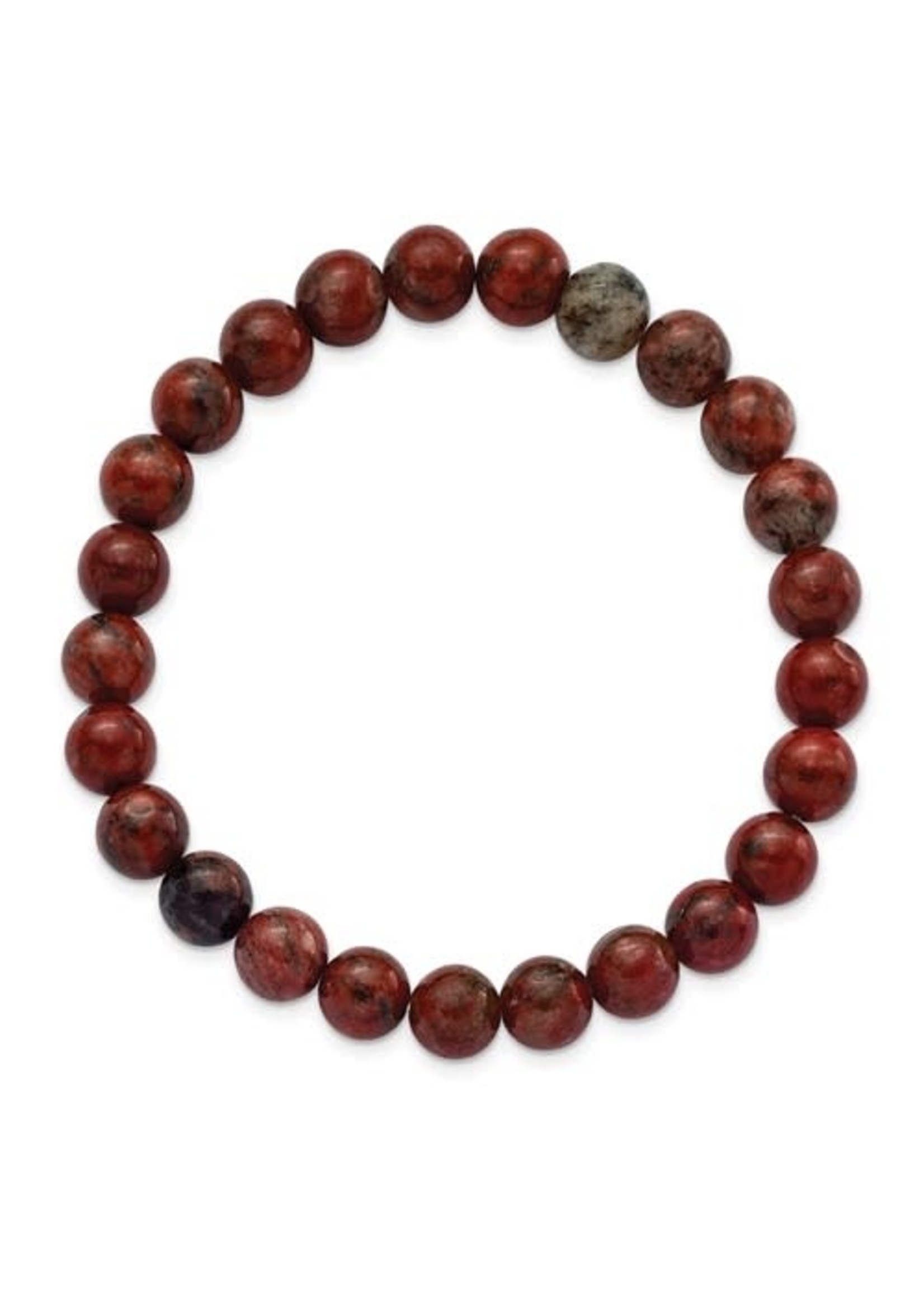 Chisel 8mm Sesame Red Agate Beaded Stretch Bracelet