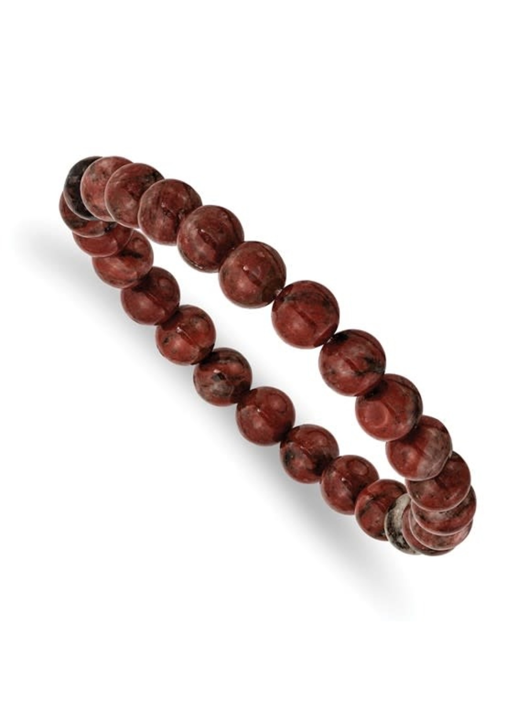 Chisel 8mm Sesame Red Agate Beaded Stretch Bracelet