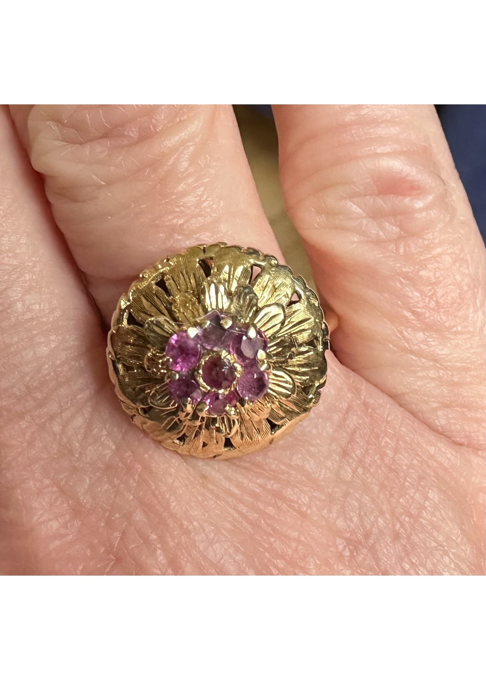 Vintage Ruby Flower Ring