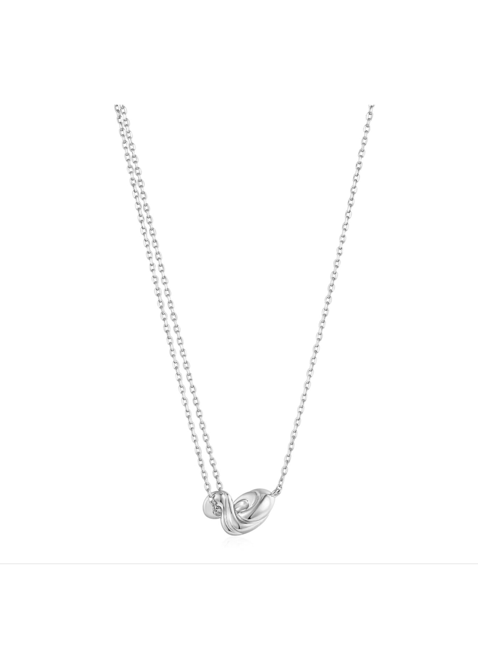 Ania Haie Silver Twisted Wave Mini Pendant Necklace