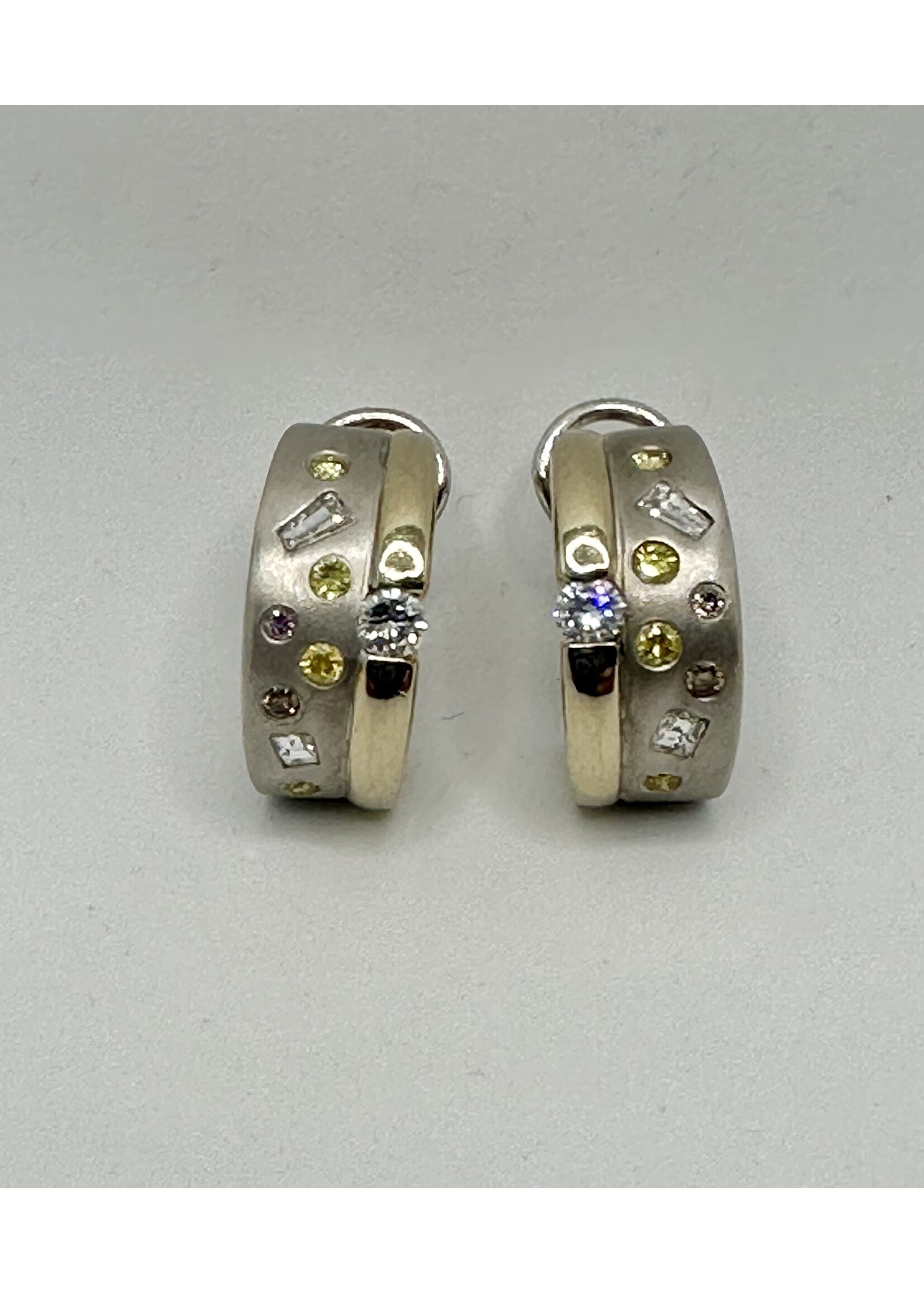 14k Diamond Multi Color Diamond Earrings