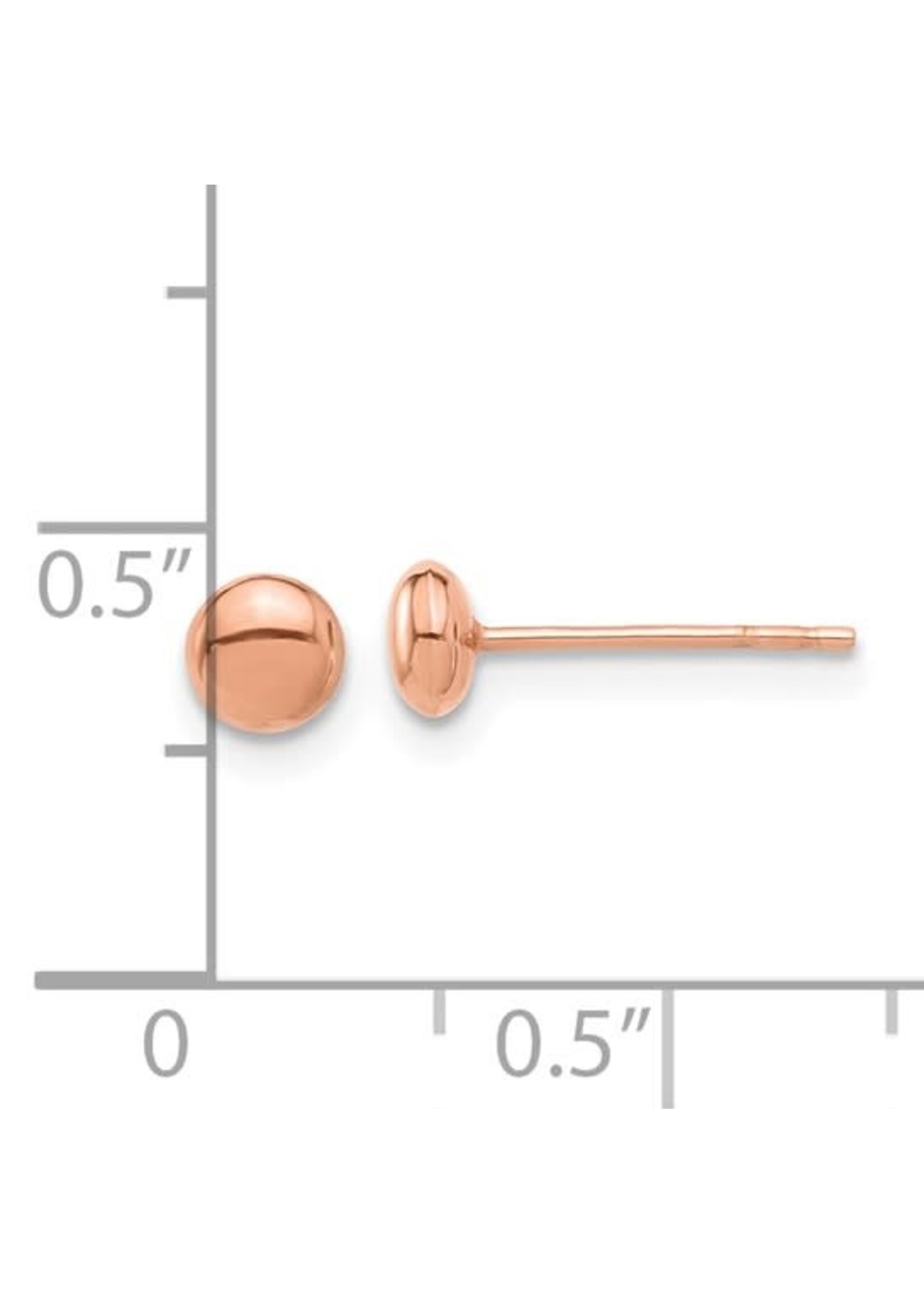 14K Rose Gold Polished 4.5mm Button Post Earrings