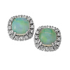 SAMUEL B. 14K CUSHION SHAPE DIAMOND HALO STUDS - OPAL - WHITE GOLD