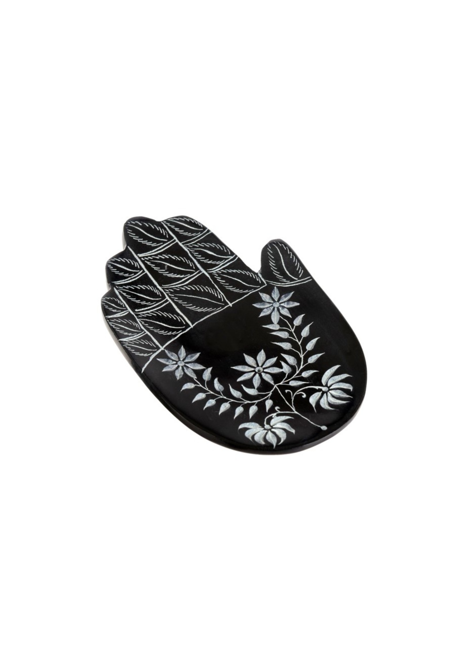 SOAPSTONE FLORAL HAND INCENSE HOLDER