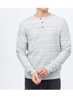 TEN TREE MEN'S SPACE DYE OTTOMAN HENLEY LONGSLEEVE- GREY HEATHER