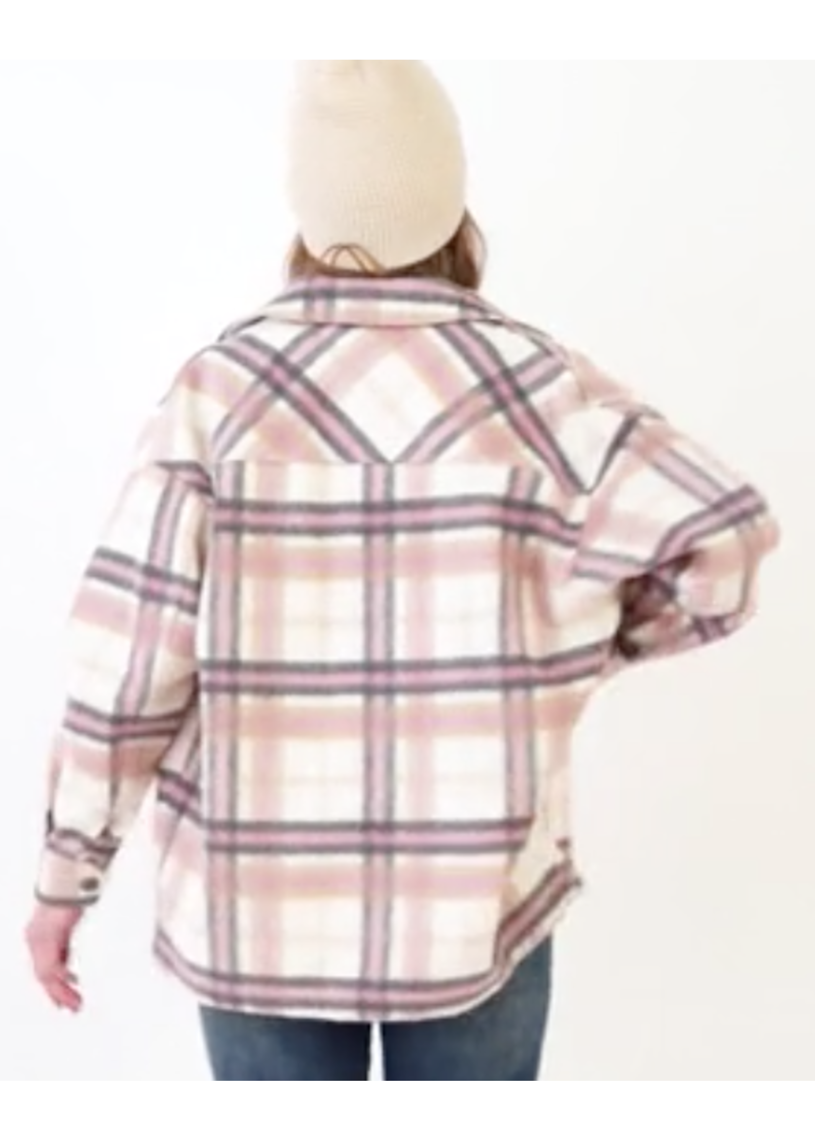 dex PLAID SHACKET WITH BUTTONS