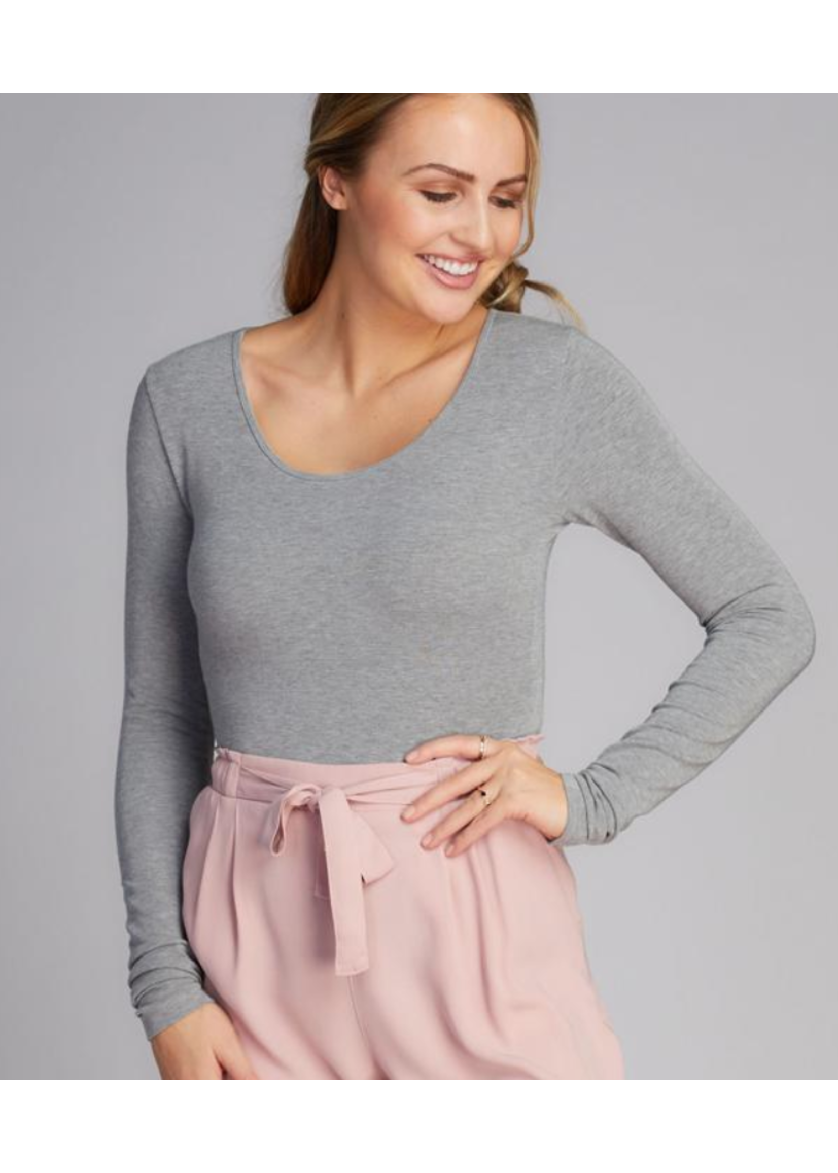 C'est Moi cebt1202-BAMBOO LONG SLEEVE SCOOP-ONE SIZE