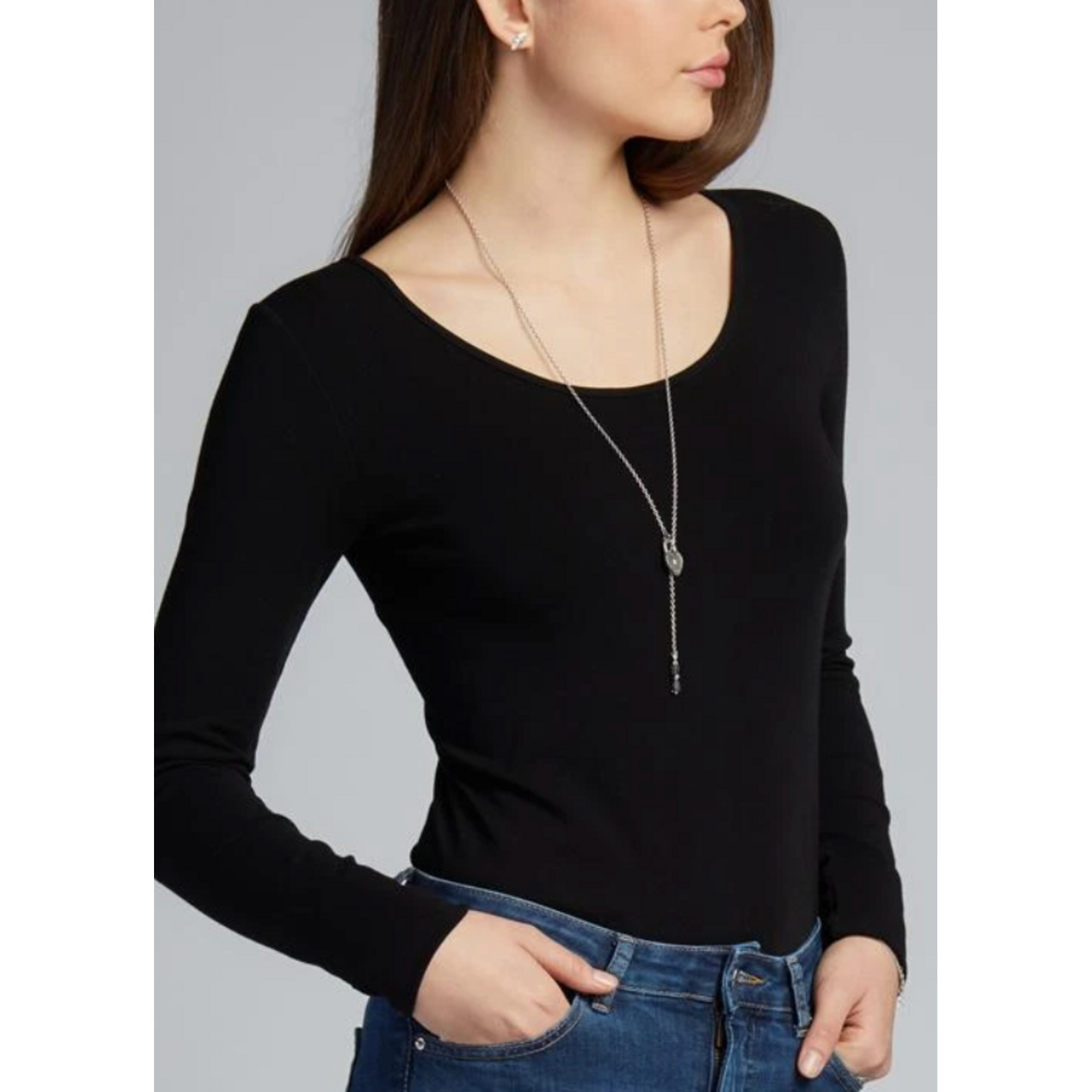 C'est Moi cebt1202-BAMBOO LONG SLEEVE SCOOP-ONE SIZE