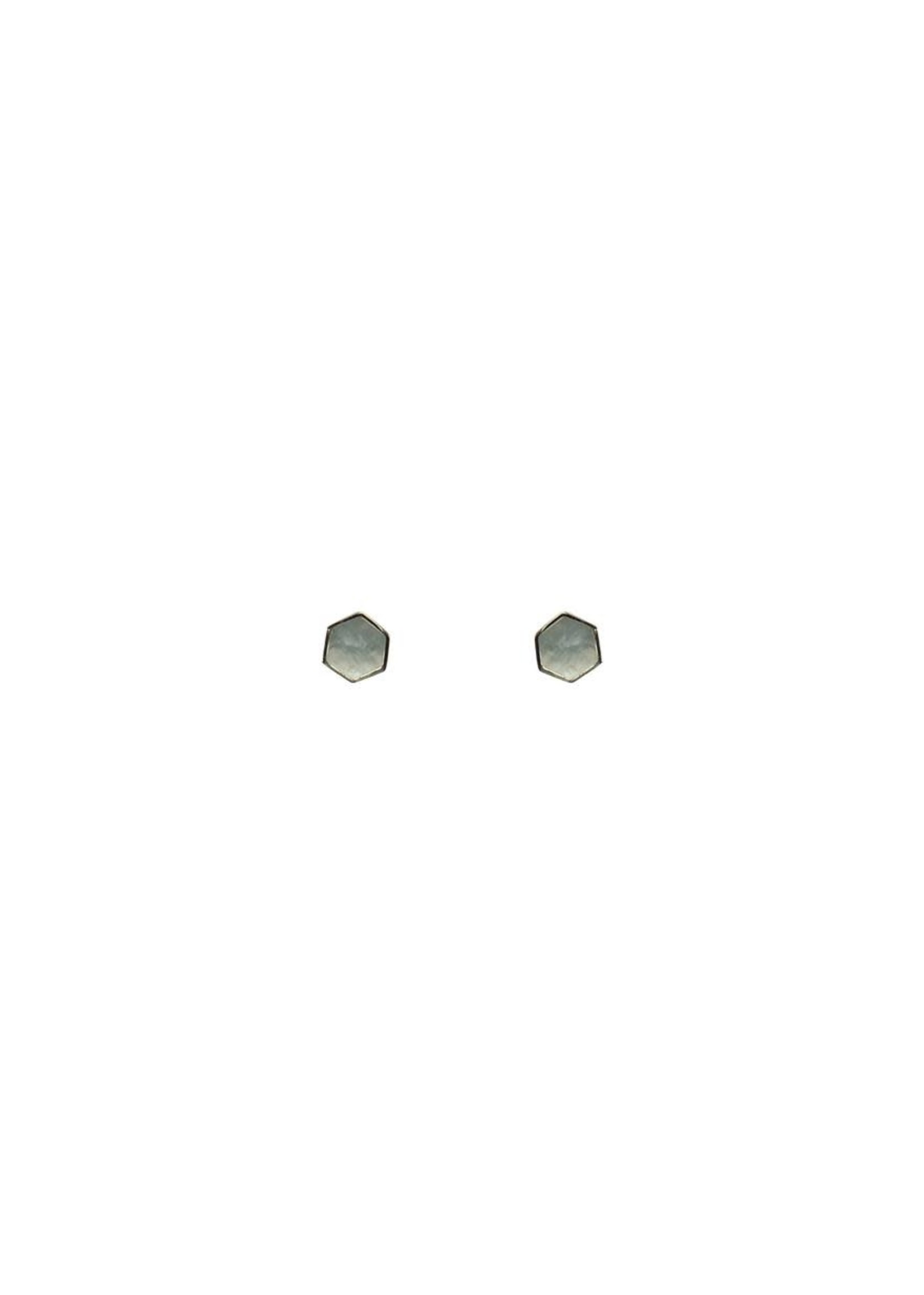 Mimi & Marge HEXAGON SHELL STUD-STERLING SILVER, MOTHER OF PEARL EARRINGS