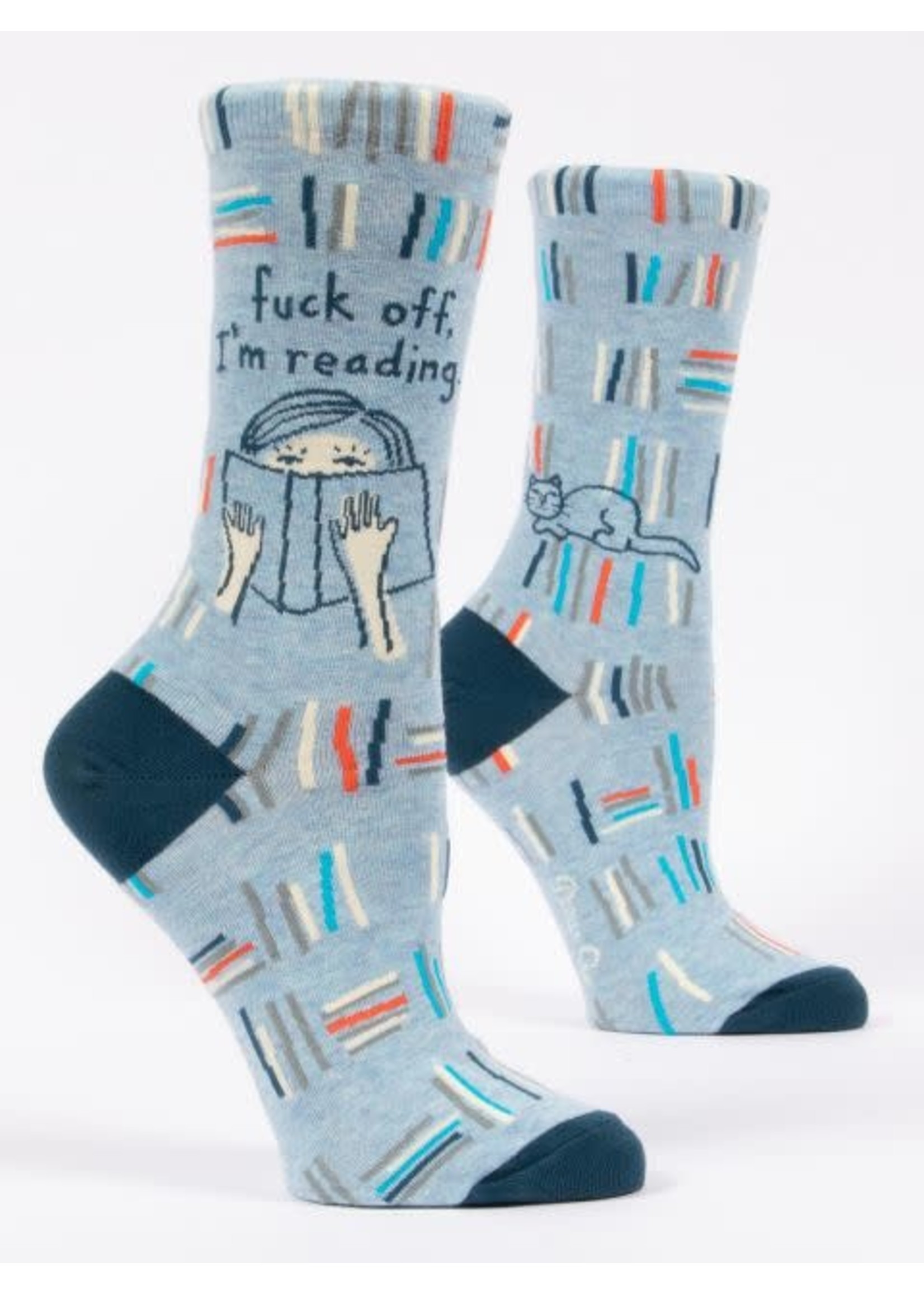 Blue Q FUCK OFF I'M READING CREW SOCKS