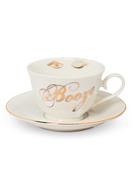 BOOZE TEA CUP & SAUCER- 3"H