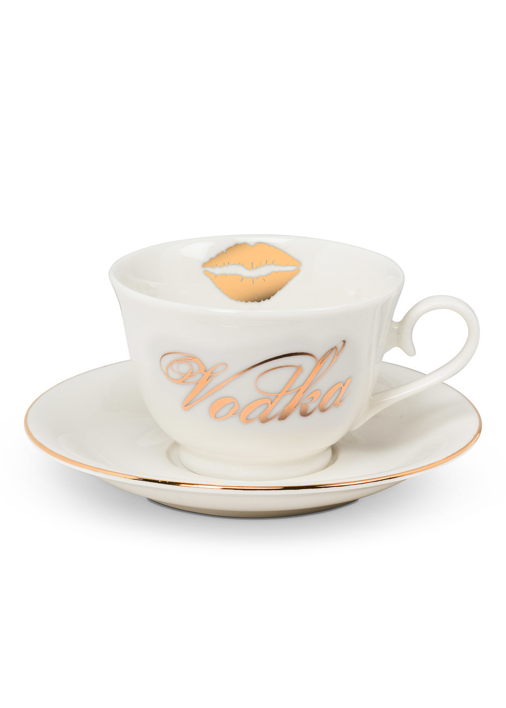 Vodka Tea Cup & Saucer with Lips - 3" (8 os)