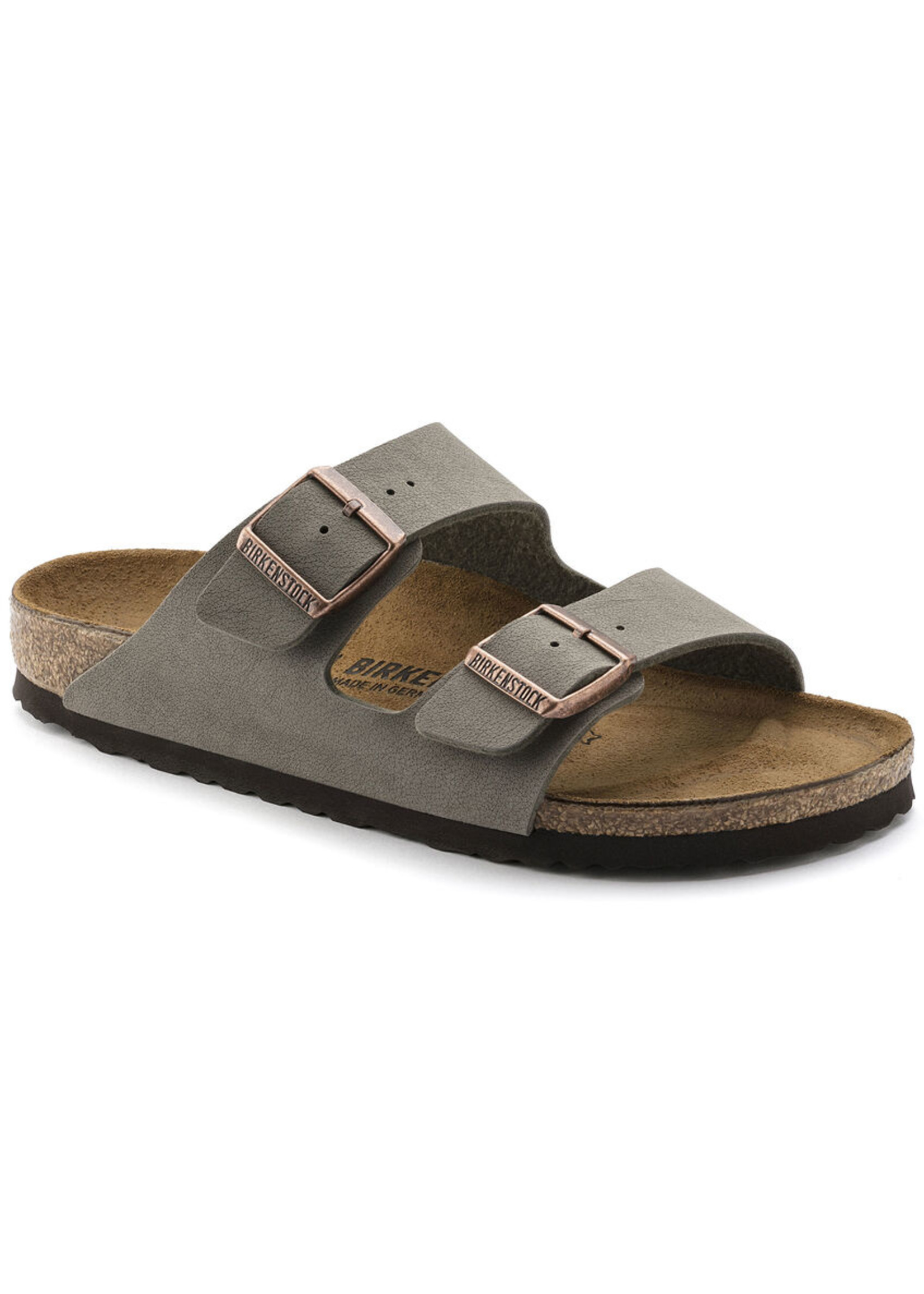 BIRKENSTOCK ARIZONA BIRKIBUC SANDAL- NUBUCK STONE