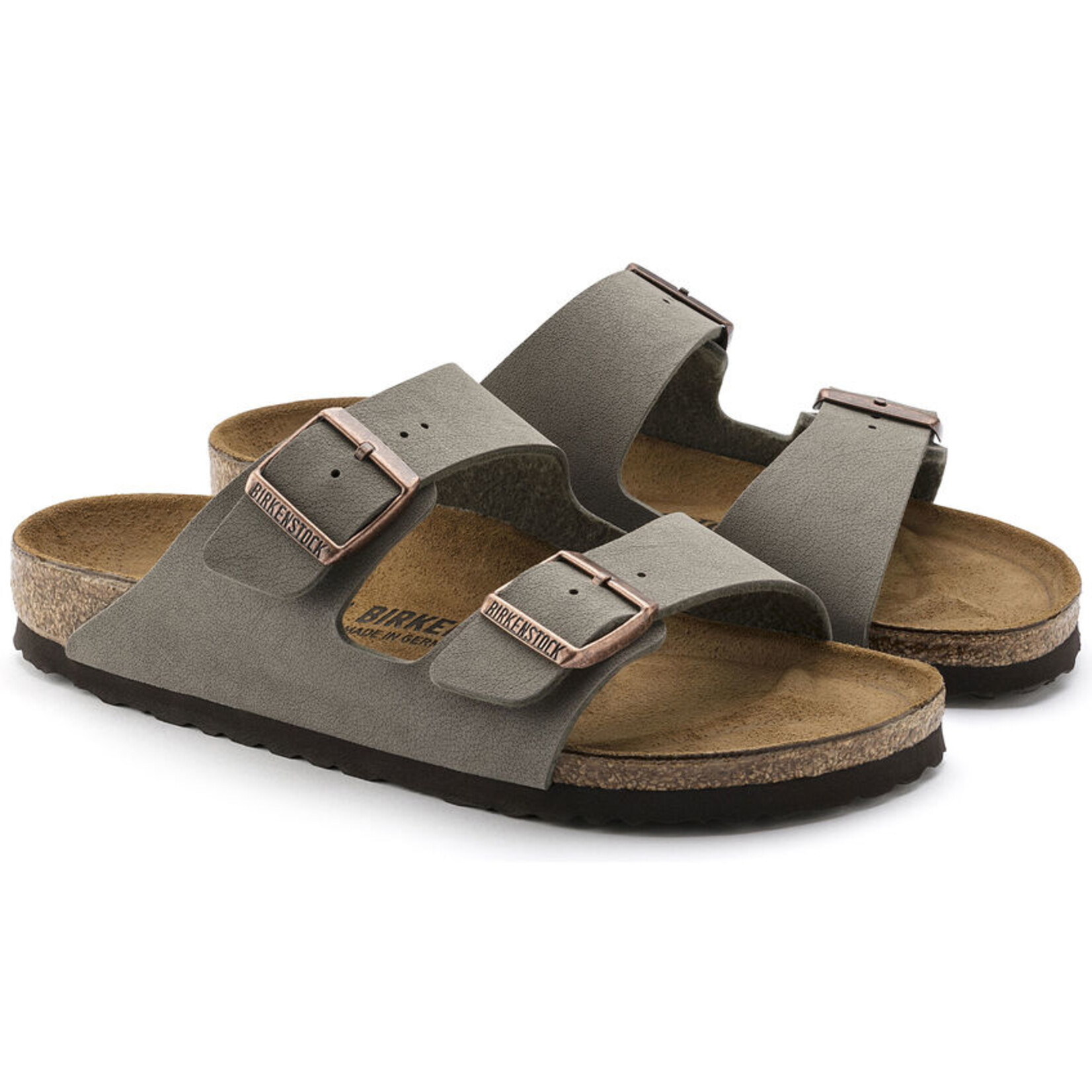 Birkenstock Arizona Soft Footbed Nubuck Stone Sandal
