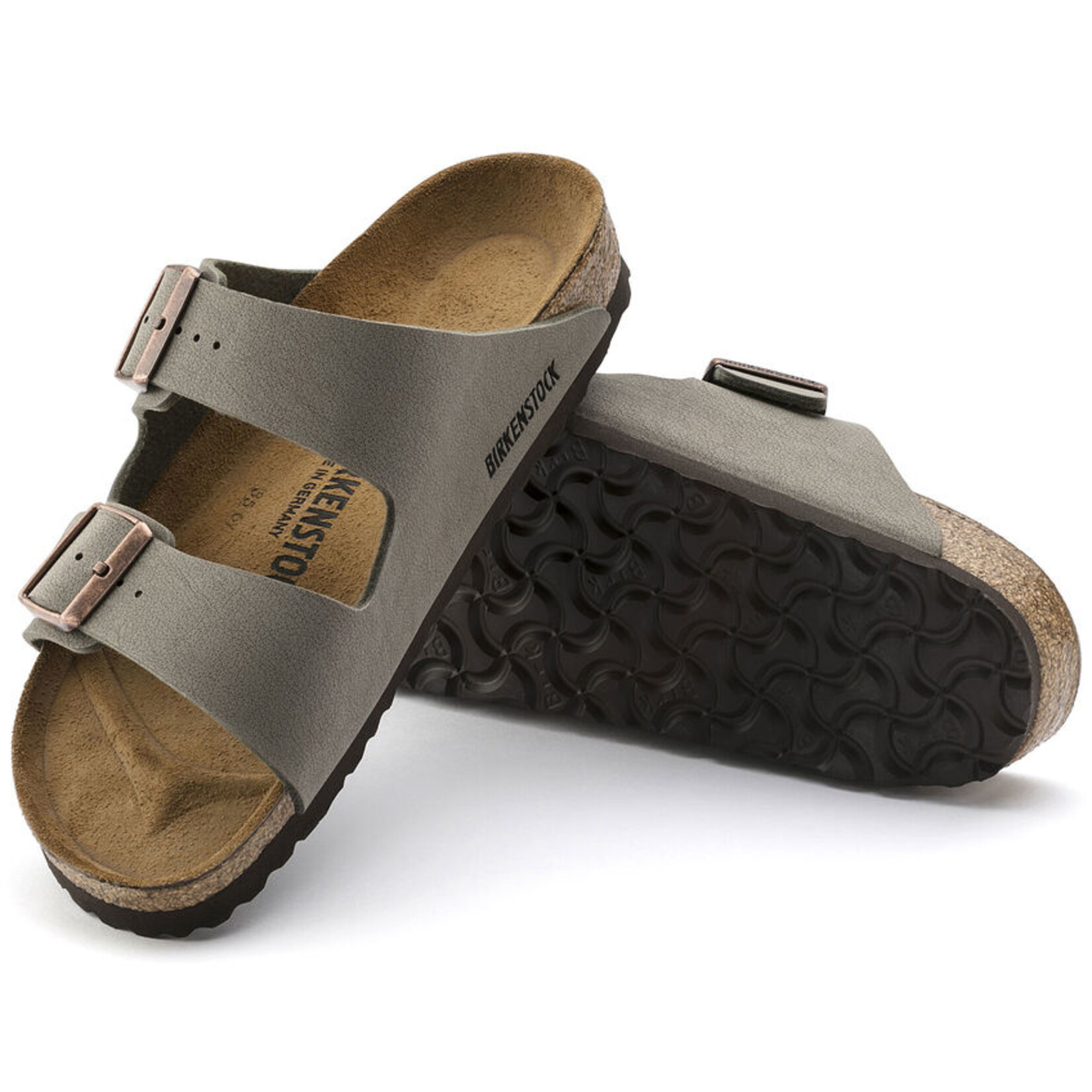 Birkenstock Arizona Soft Footbed Nubuck Stone Sandal
