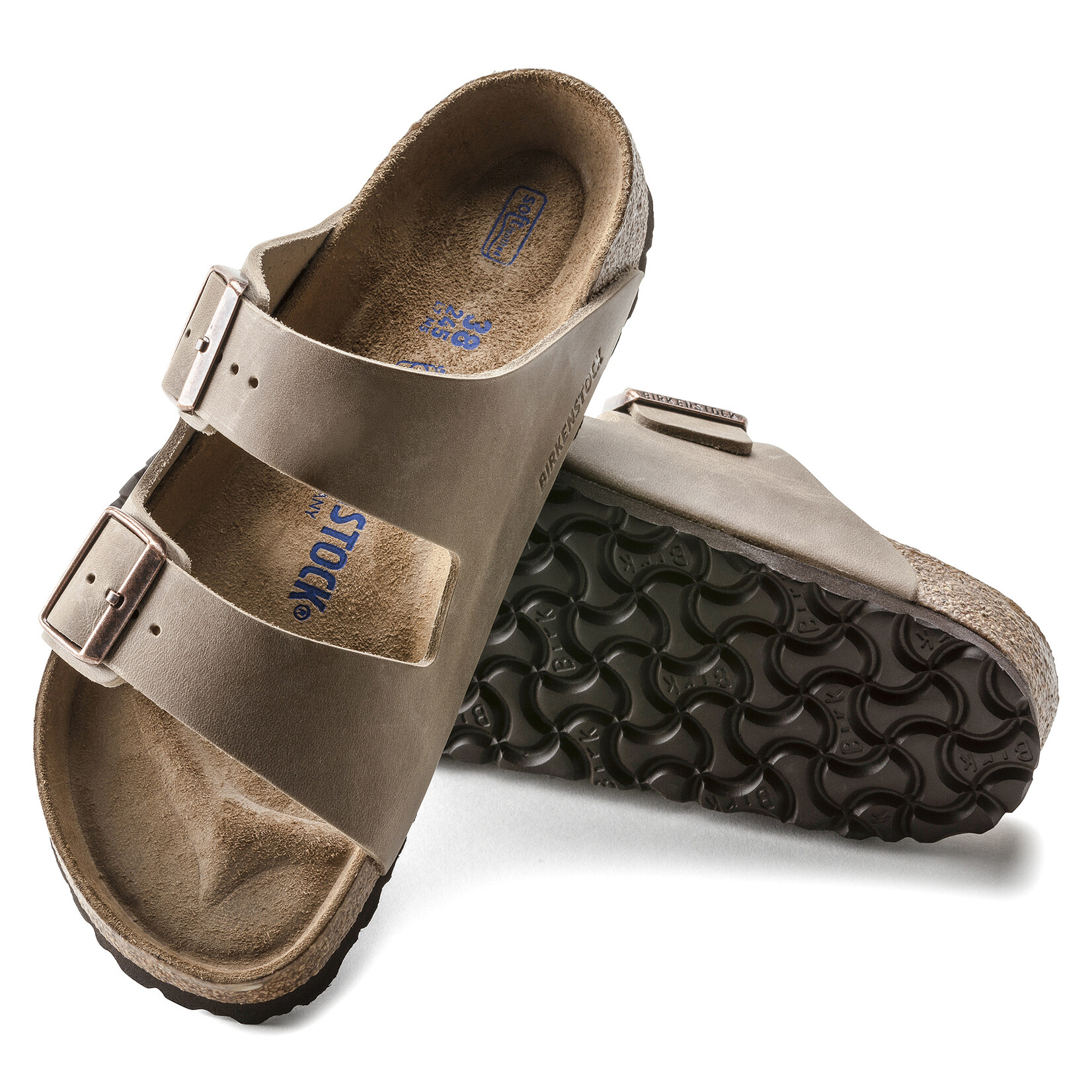Birkenstock Arizona Leather Softbed Sandal in Tobacco Brown