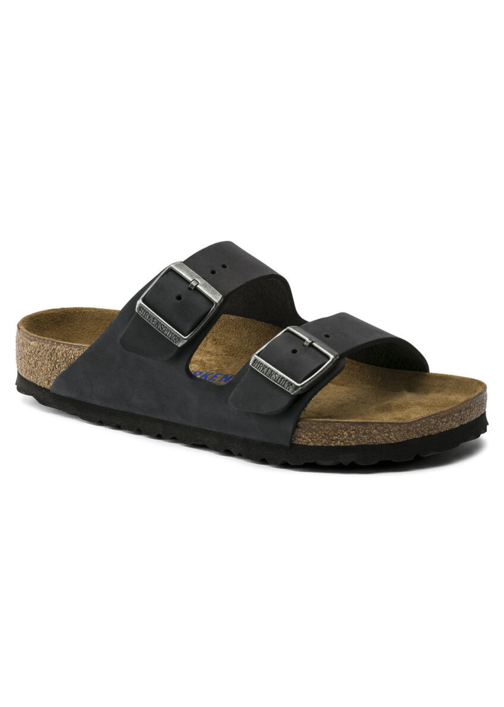 BIRKENSTOCK ARIZONA LEATHER SOFT BED SANDAL- BLACK