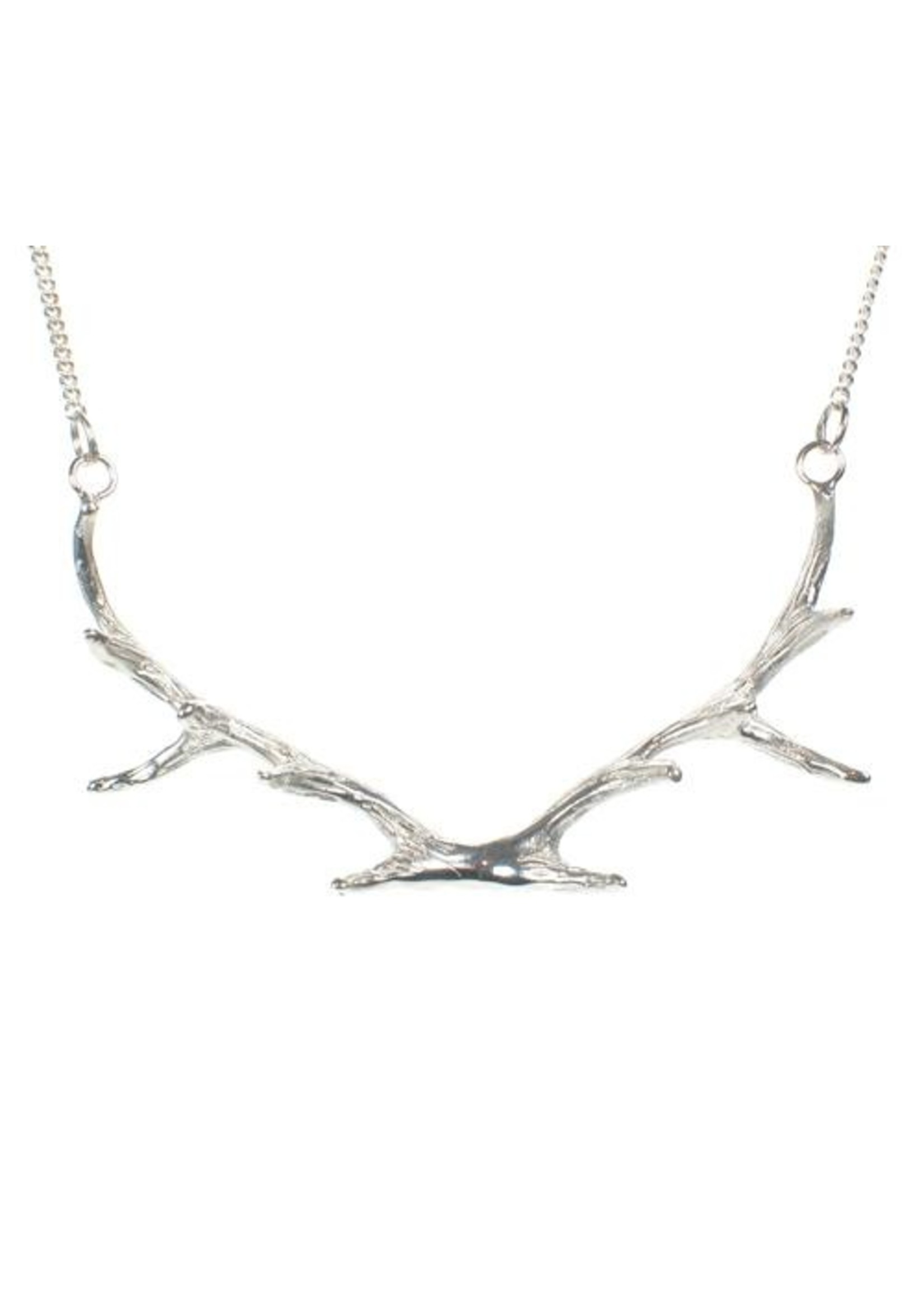 Mimi & Marge 147RP629-LARGE ANTLER NECKLACE - STERLING SILVER
