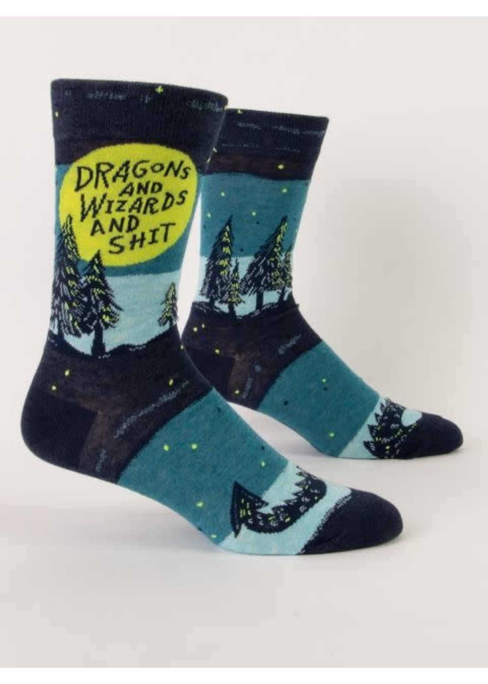 Blue Q Men's Dragons and Wizards and Shit Socks