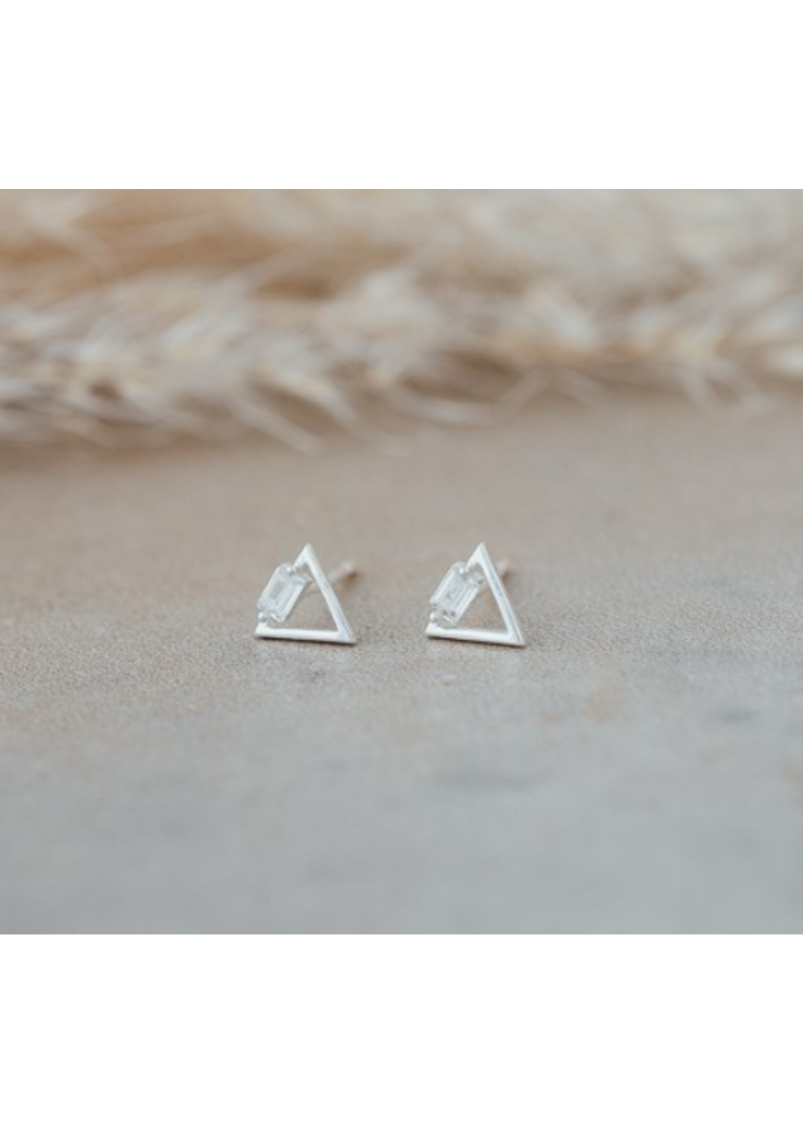 Glee TRIFECTA TRIANGLE WITH CRYSTAL STUD EARRING- STERLING SILVER PLATED