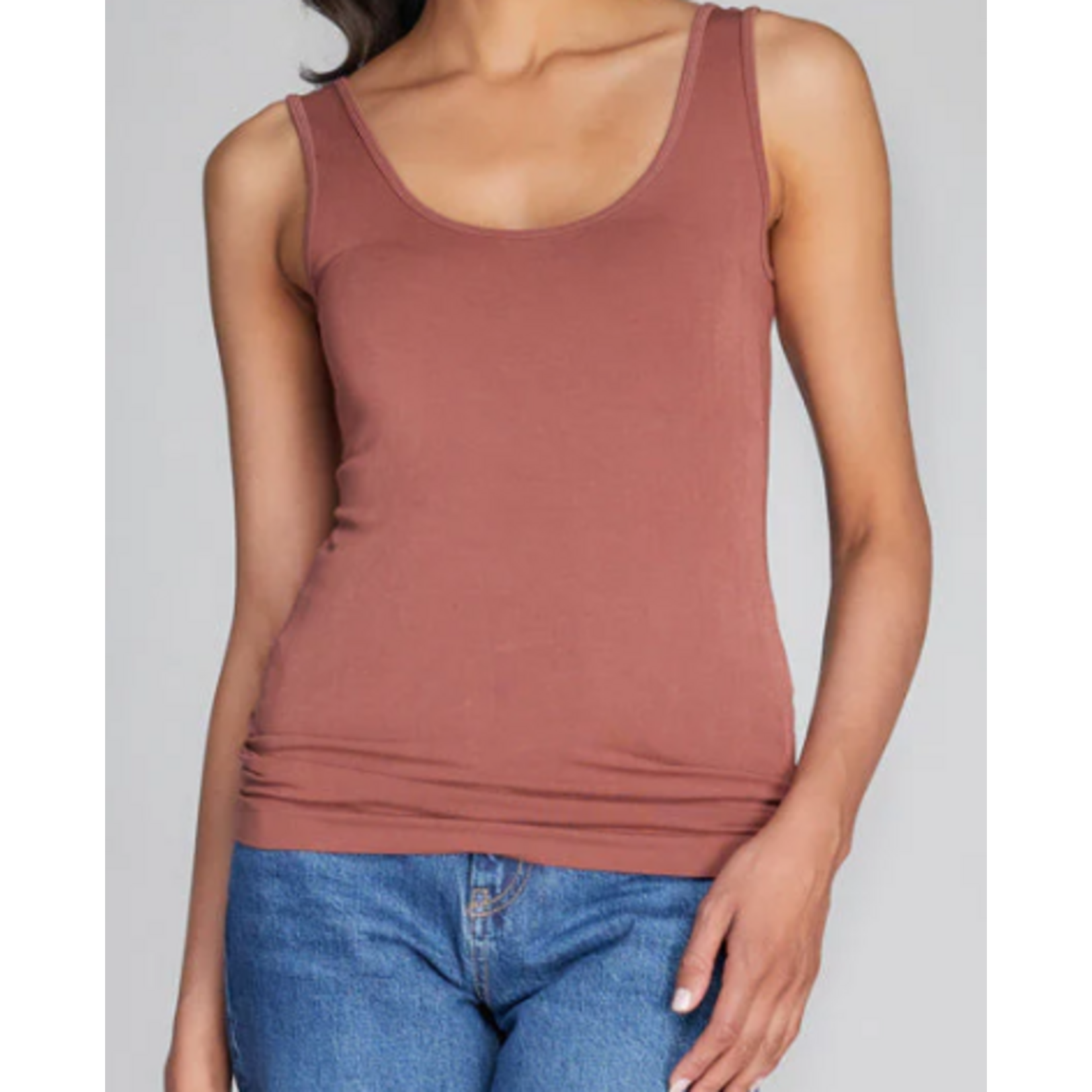 C'est Moi Bamboo Double Scoop Tank Top