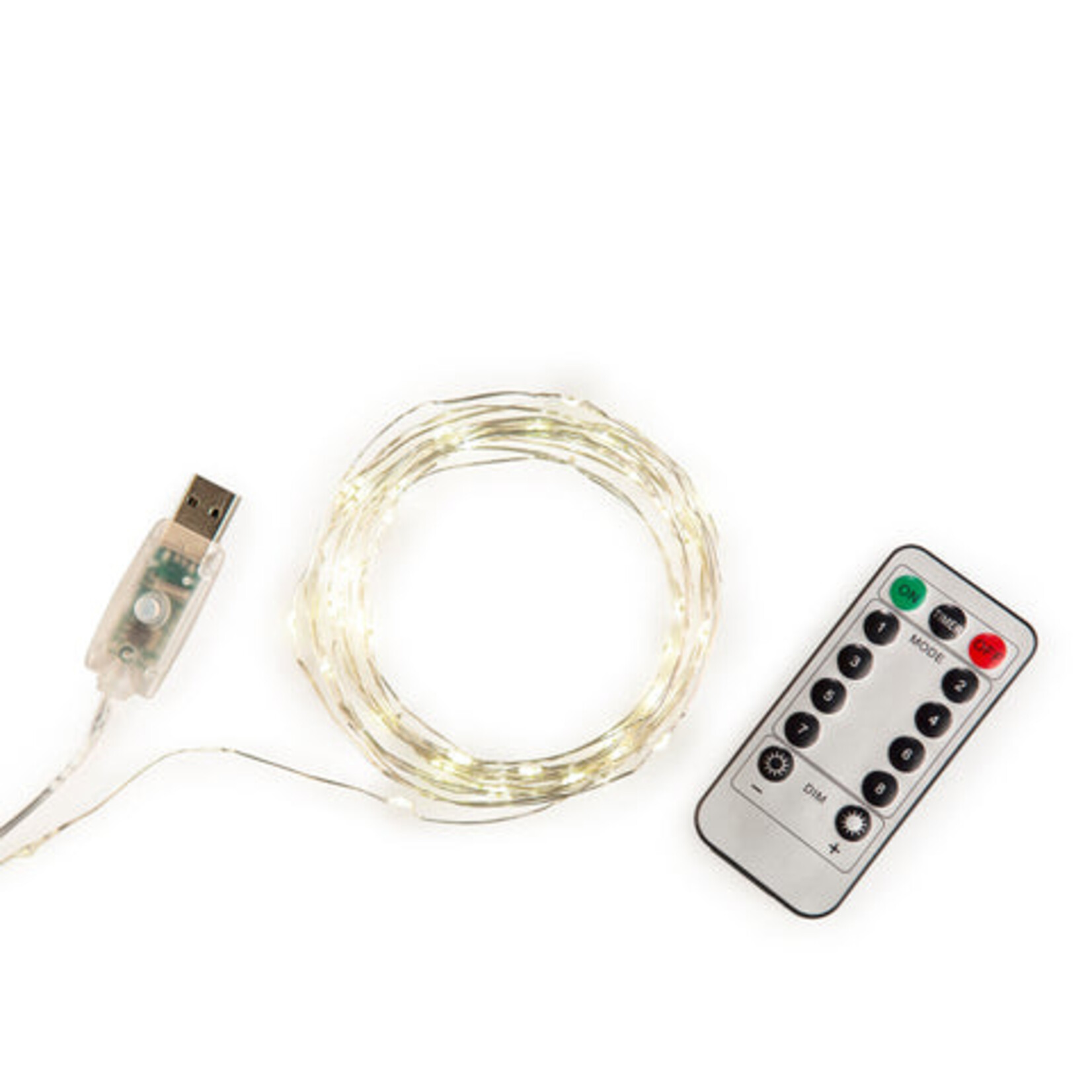 Kikkerland Extra-Long Silver String Light with Remote Control