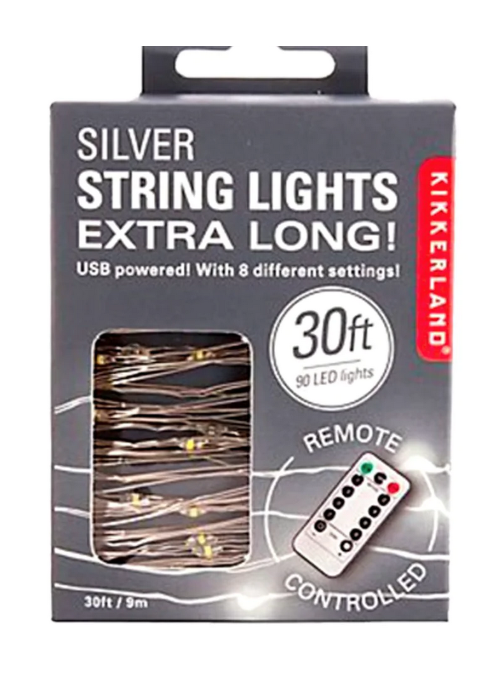 Kikkerland EXTRA LONG SILVER STRING LIGHT with REMOTE