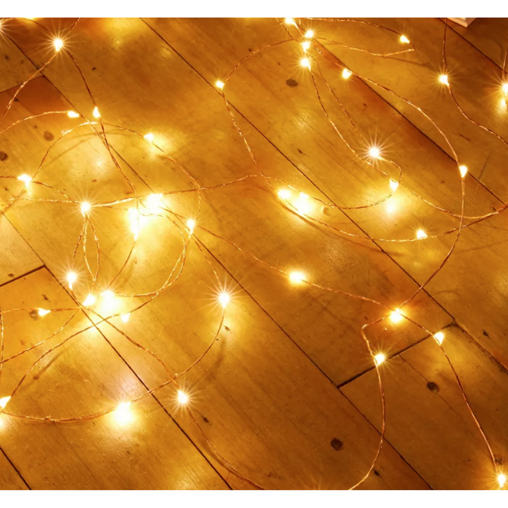 Kikkerland Extra-Long Silver String Light with Remote Control
