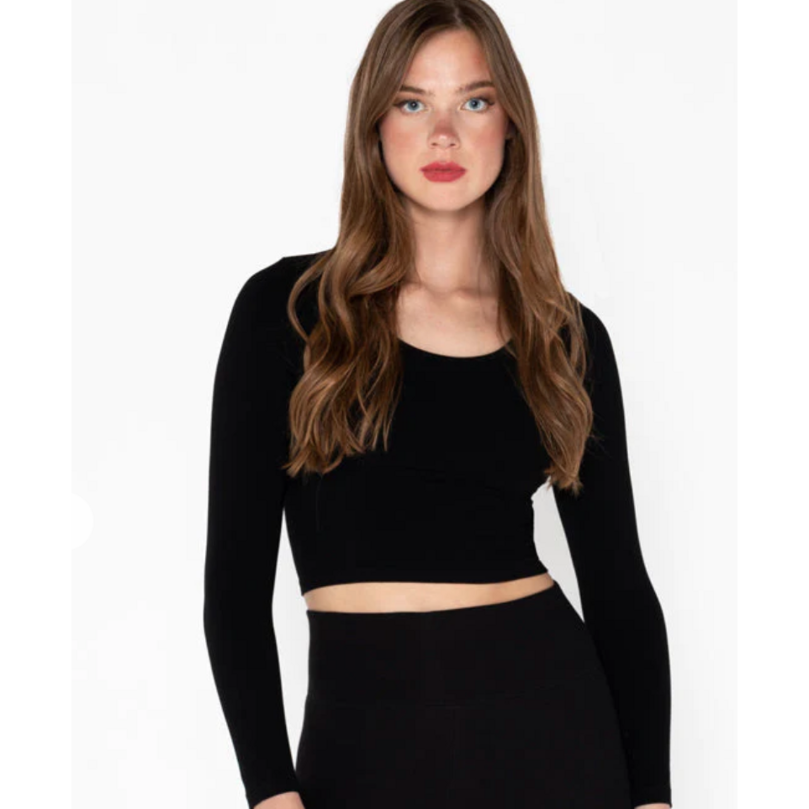 C'est Moi Bamboo Longsleeve Crop Scoop Neck Top - Assorted