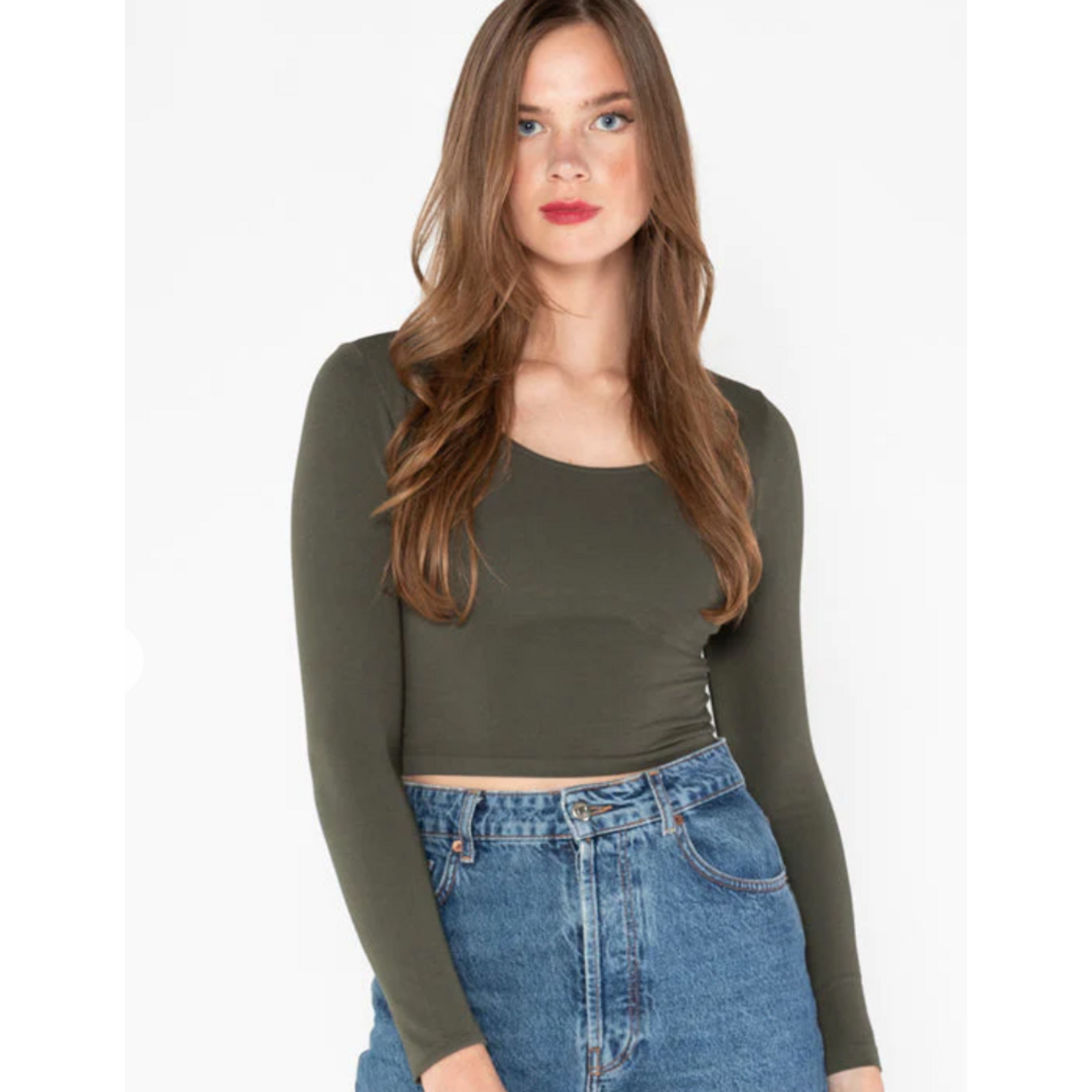C'est Moi Bamboo Longsleeve Crop Scoop Neck Top - Assorted