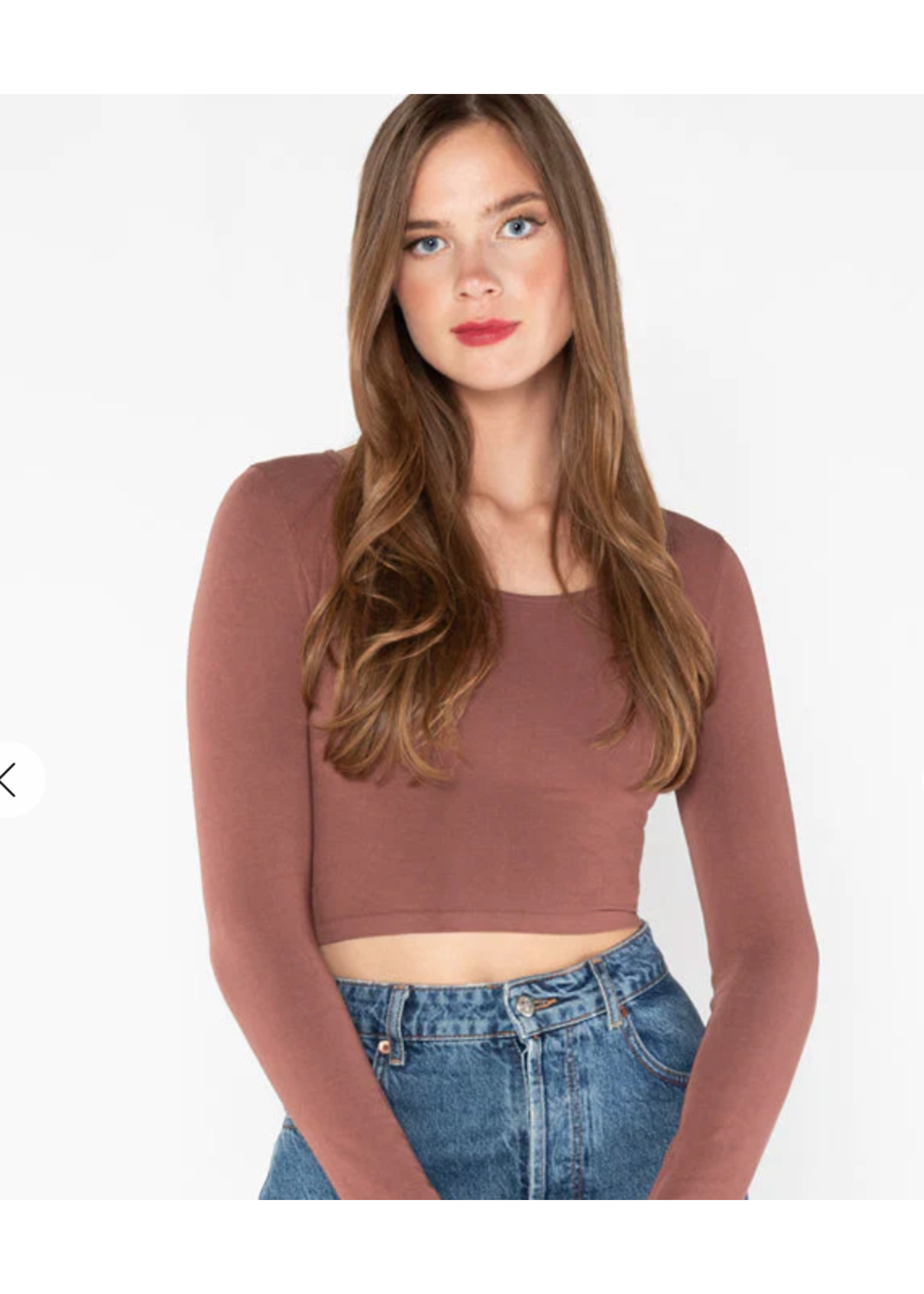 C'est Moi Bamboo Longsleeve Crop Scoop Neck Top - Assorted