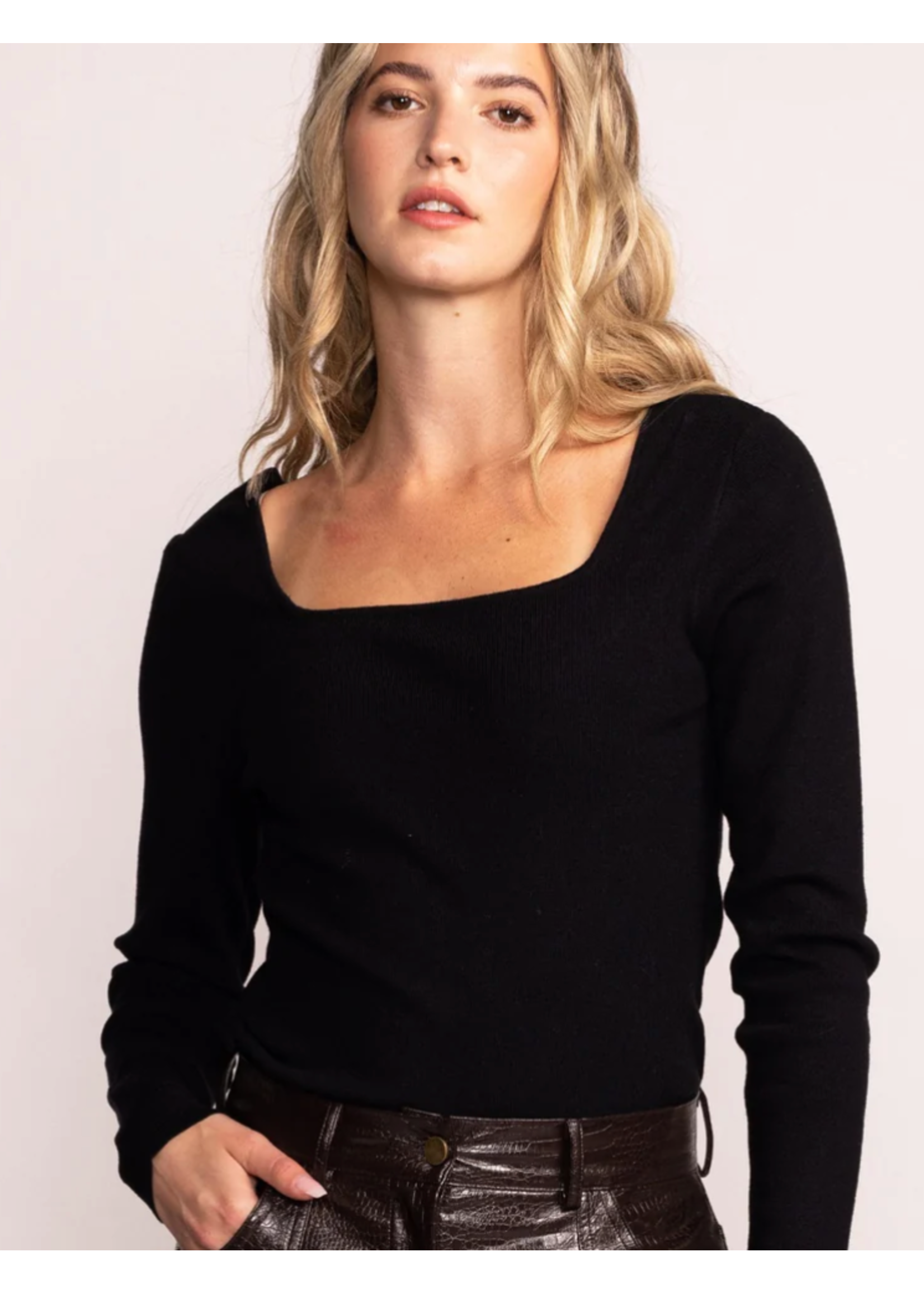 Pink Martini FINAL SALE-SW-2351- THE ELANOR SWEATER WITH SQUARE NECKLINE