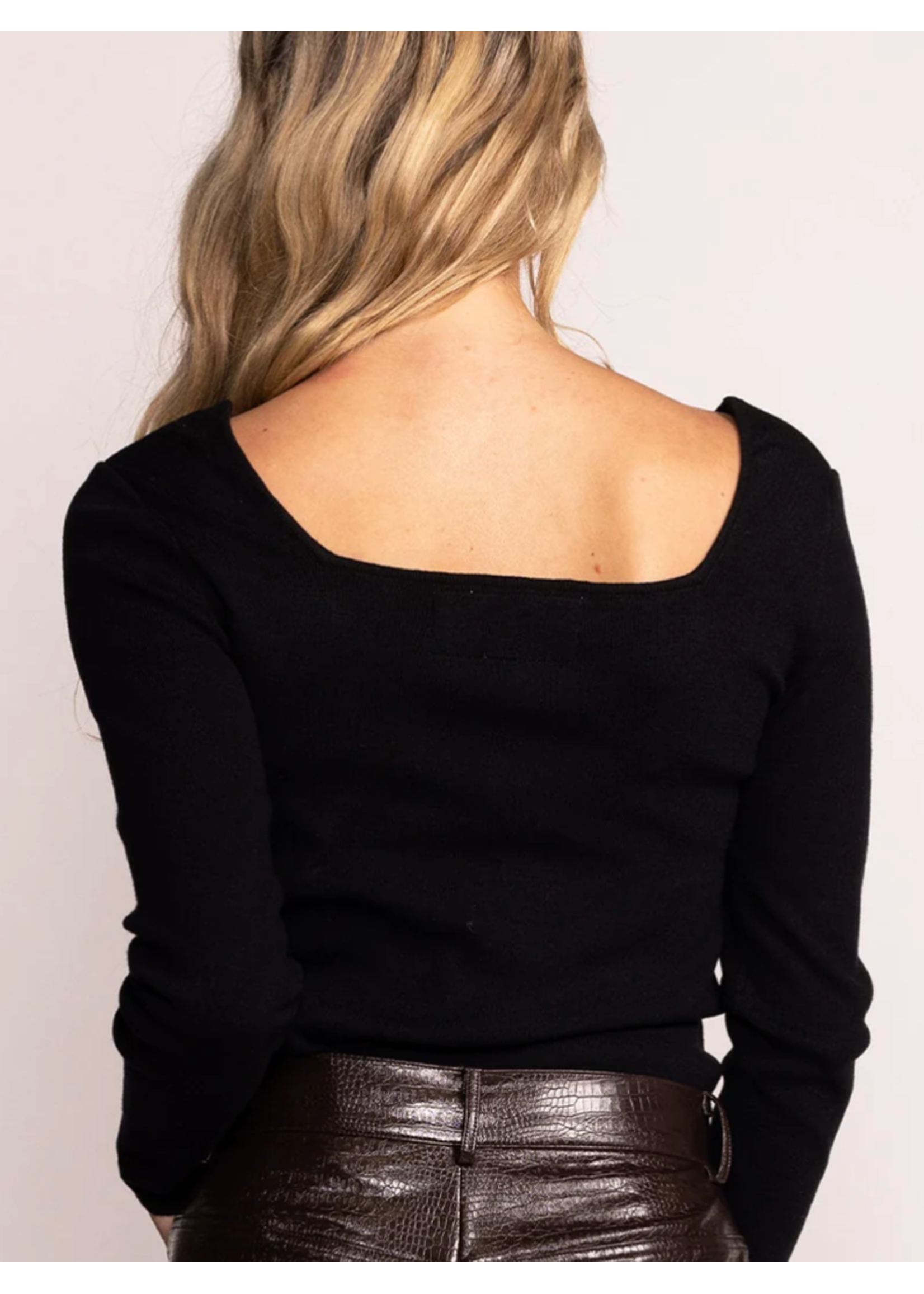 Pink Martini FINAL SALE-SW-2351- THE ELANOR SWEATER WITH SQUARE NECKLINE