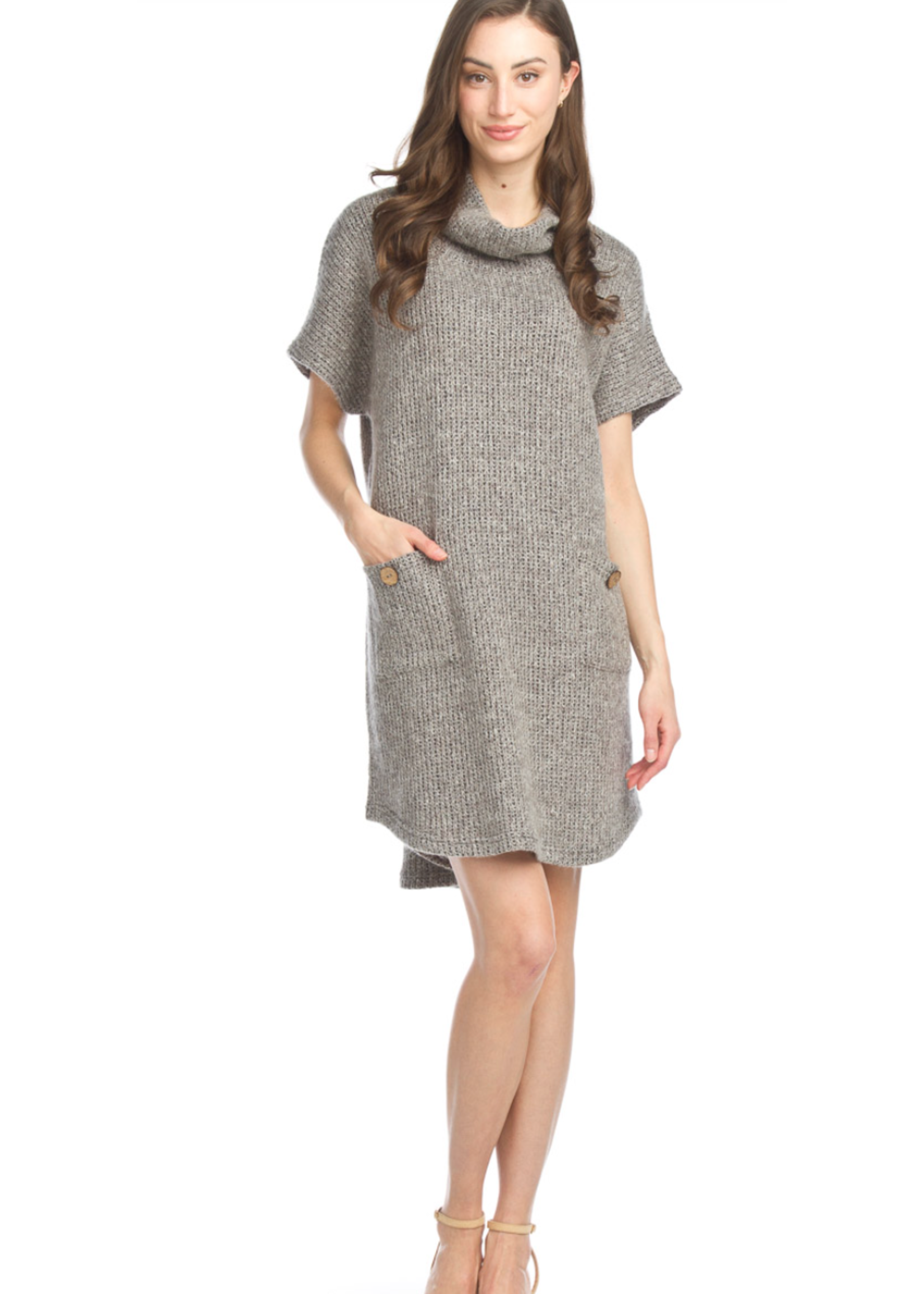 PAPILLON HEATHERED SWEATER DRESS WITH POCKETS