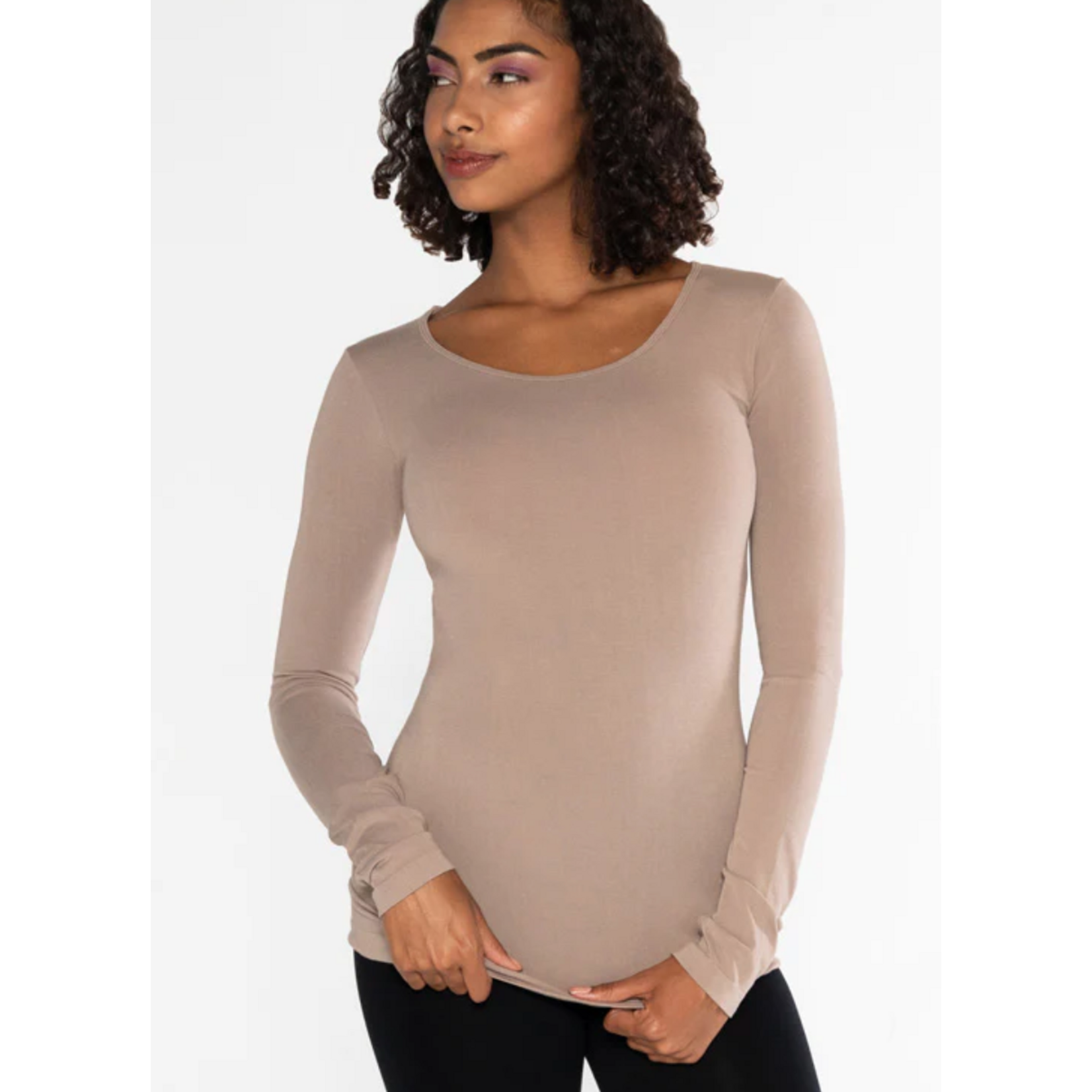 C'est Moi cebt1202-BAMBOO LONG SLEEVE SCOOP-ONE SIZE
