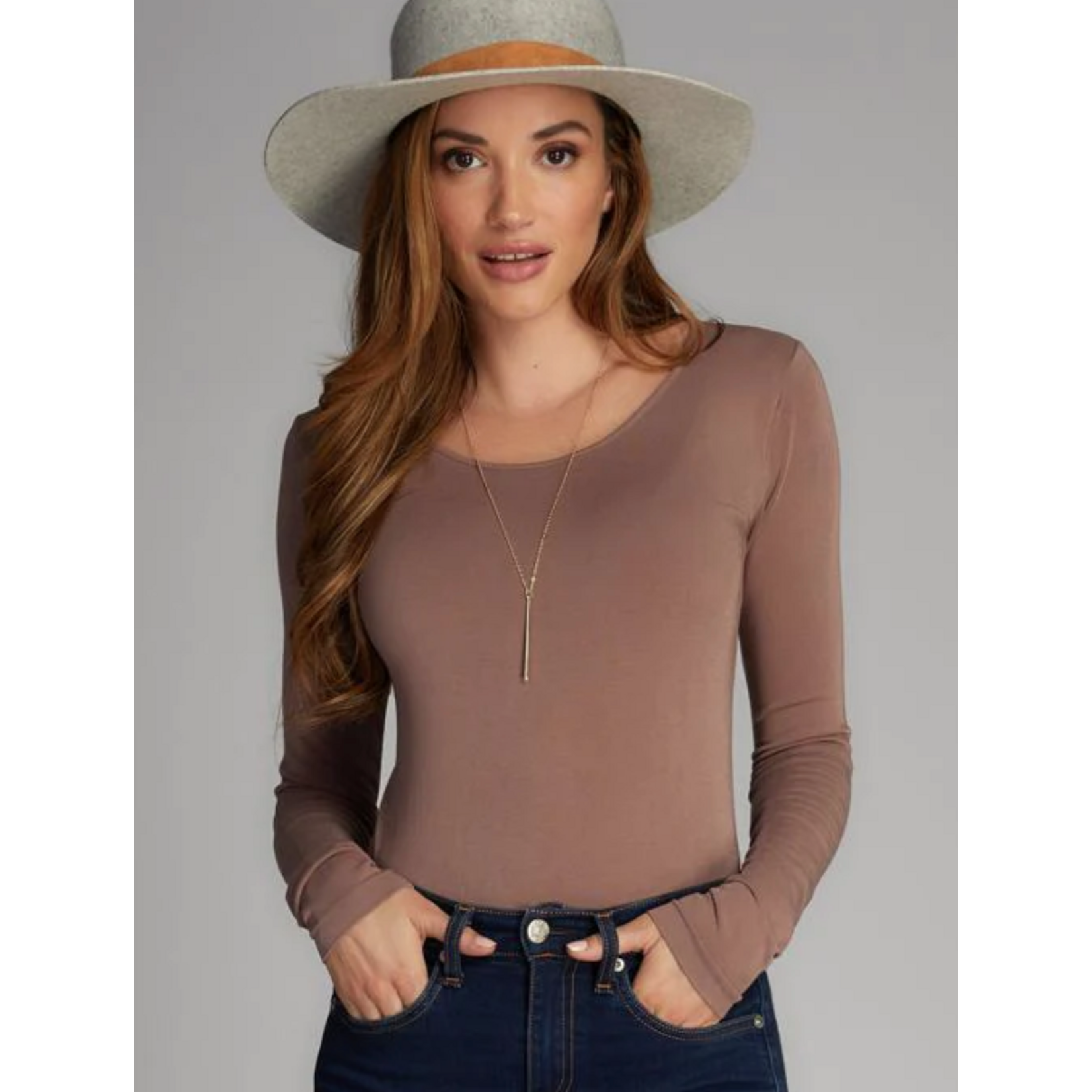 C'est Moi cebt1202-BAMBOO LONG SLEEVE SCOOP-ONE SIZE