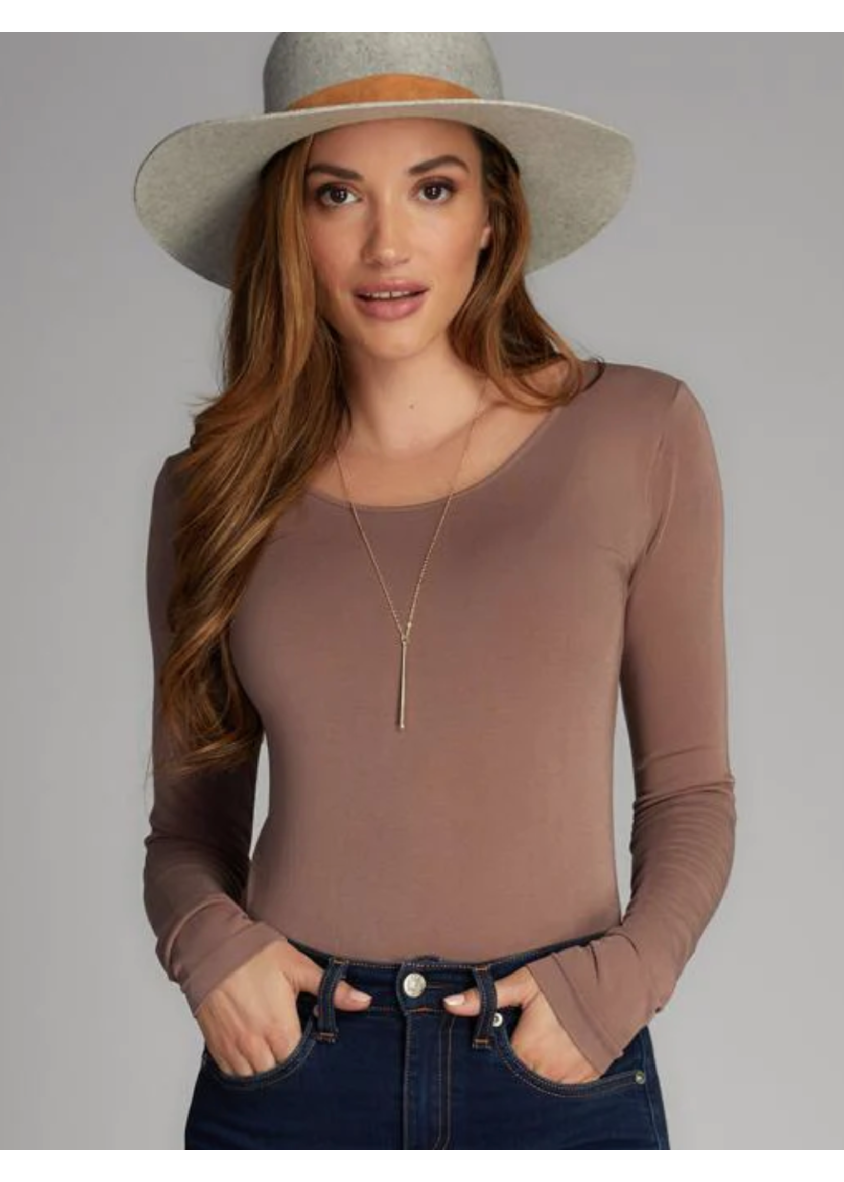 C'est Moi cebt1202-BAMBOO LONG SLEEVE SCOOP-ONE SIZE