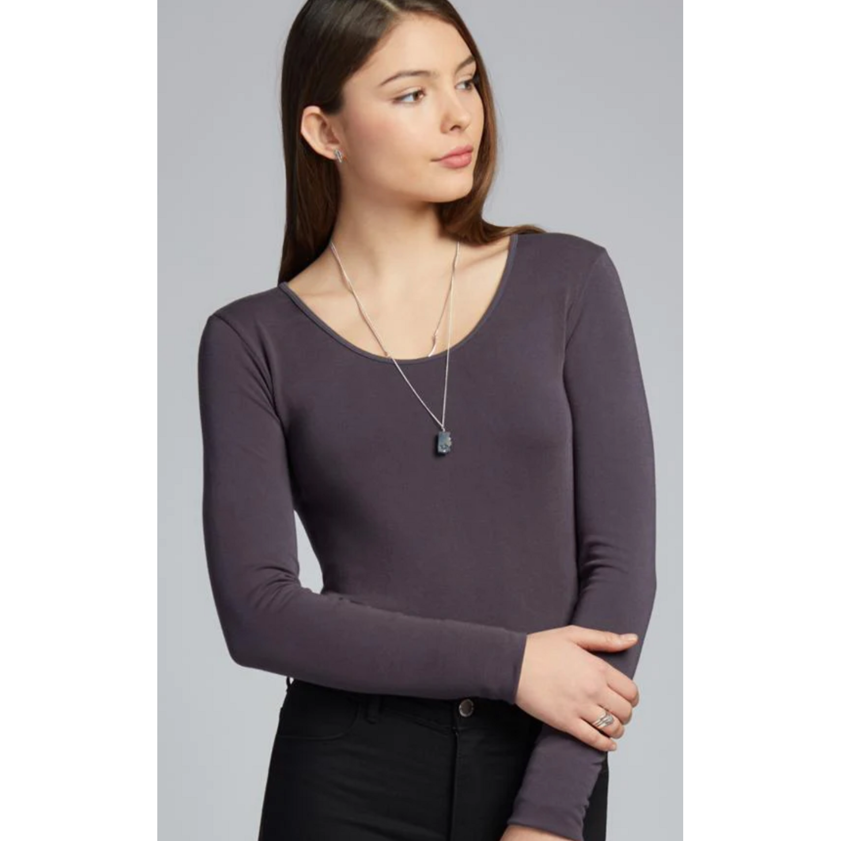 C'est Moi cebt1202-BAMBOO LONG SLEEVE SCOOP-ONE SIZE