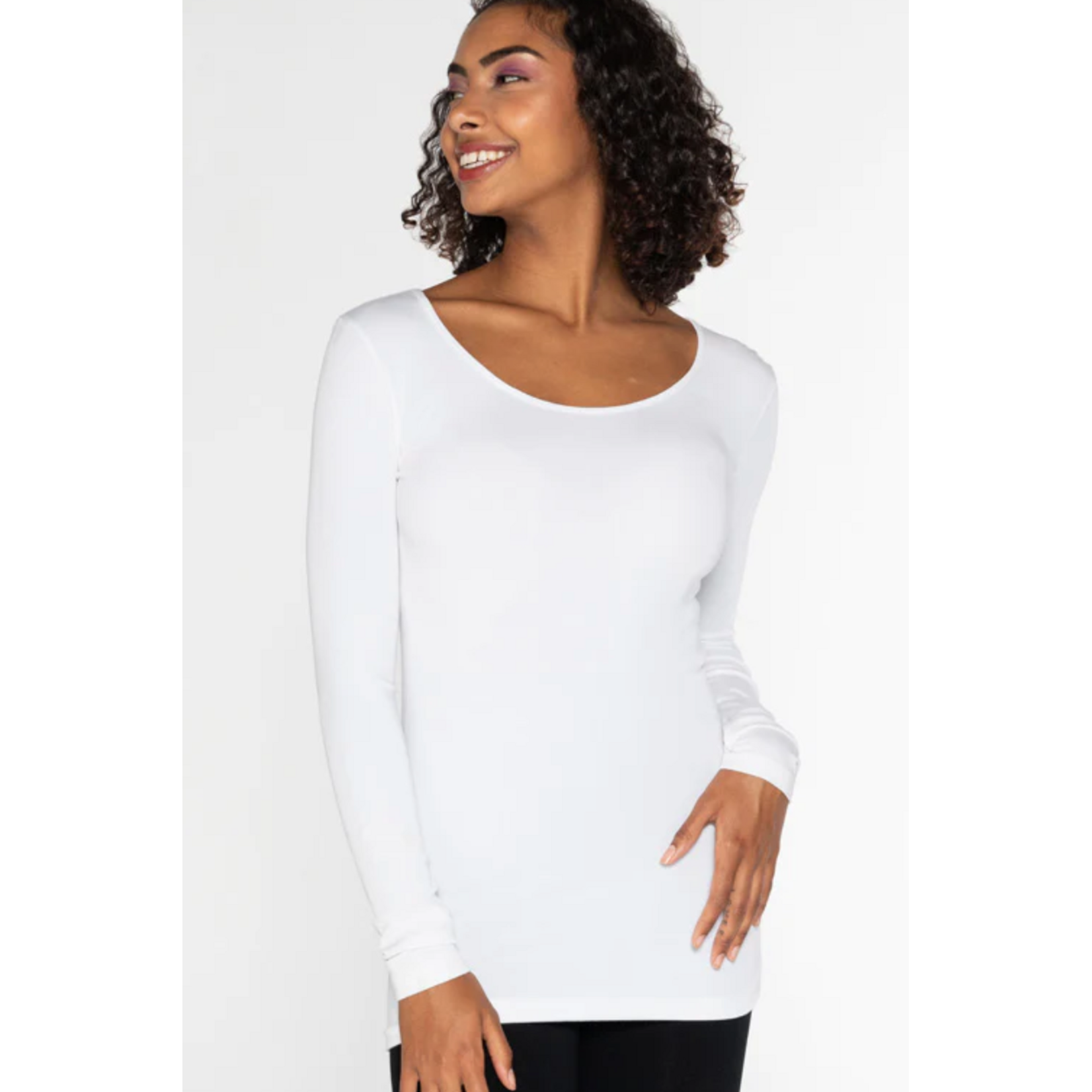 C'est Moi cebt1202-BAMBOO LONG SLEEVE SCOOP-ONE SIZE