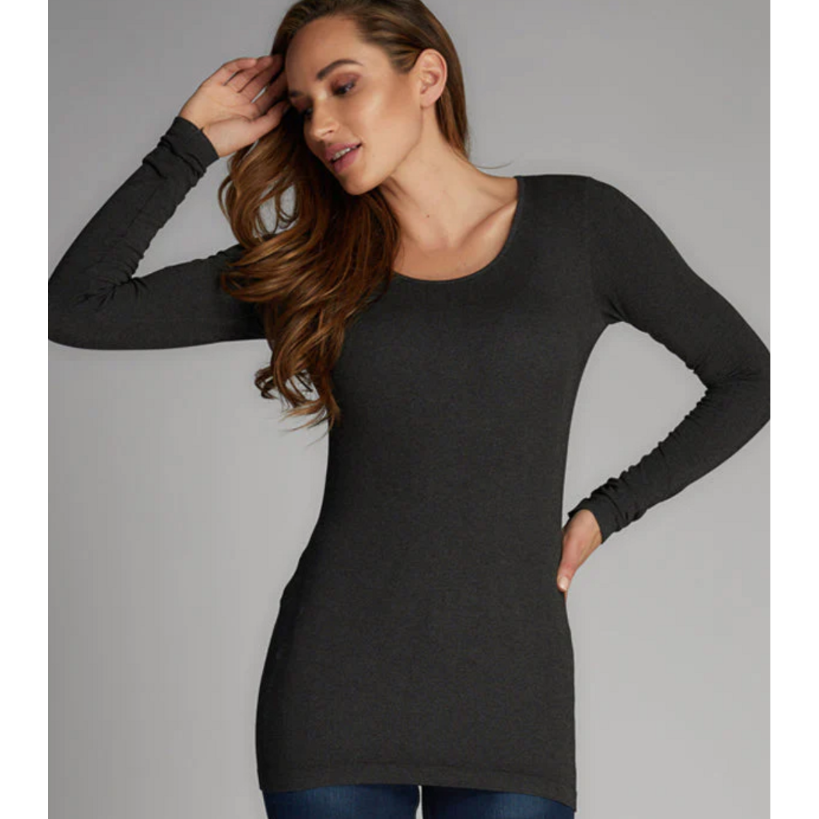 C'est Moi cebt1202-BAMBOO LONG SLEEVE SCOOP-ONE SIZE