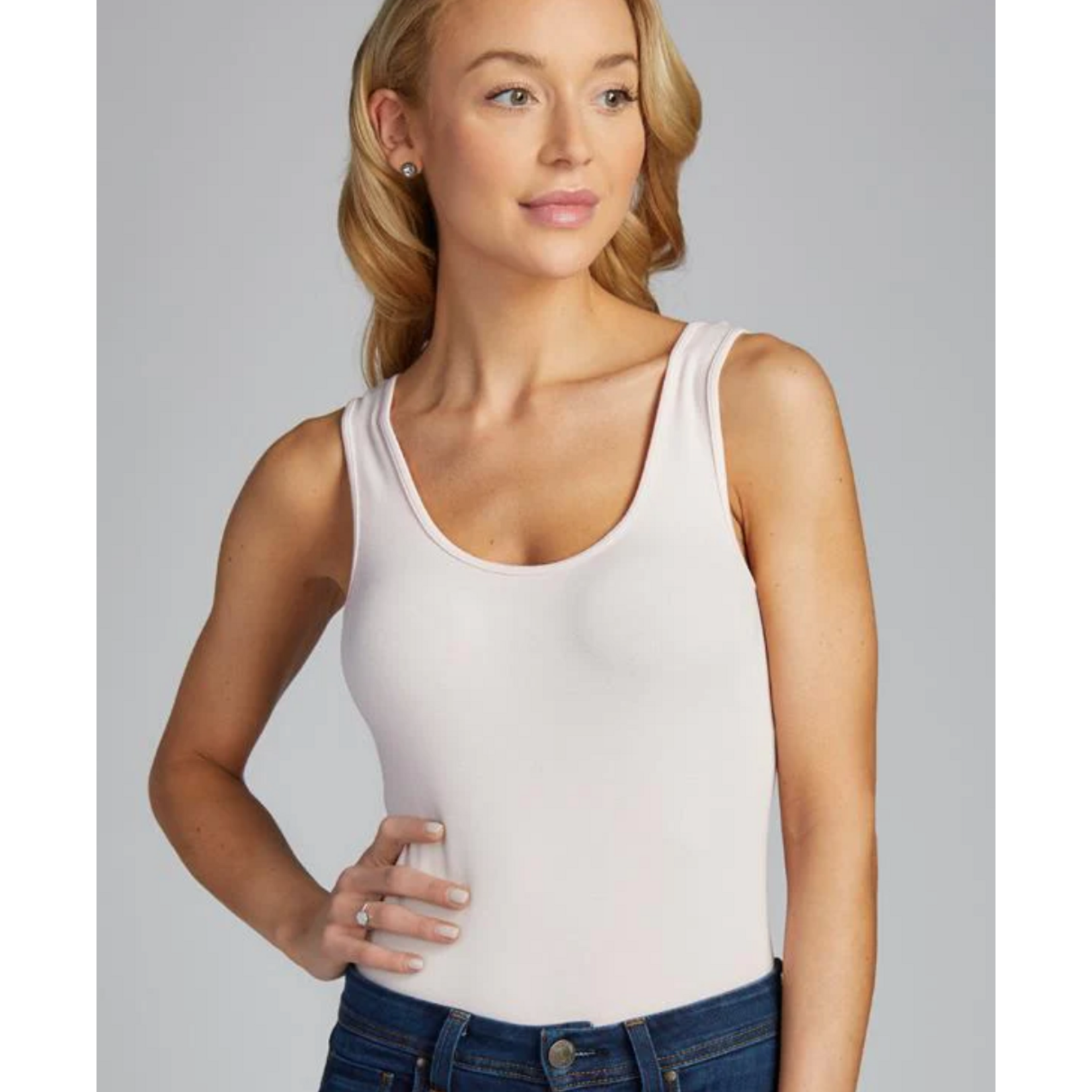C'est Moi Bamboo Double Scoop Tank Top