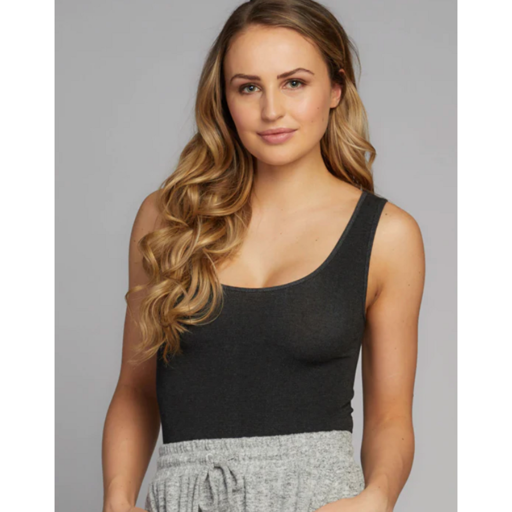 C'est Moi Bamboo Double Scoop Tank Top